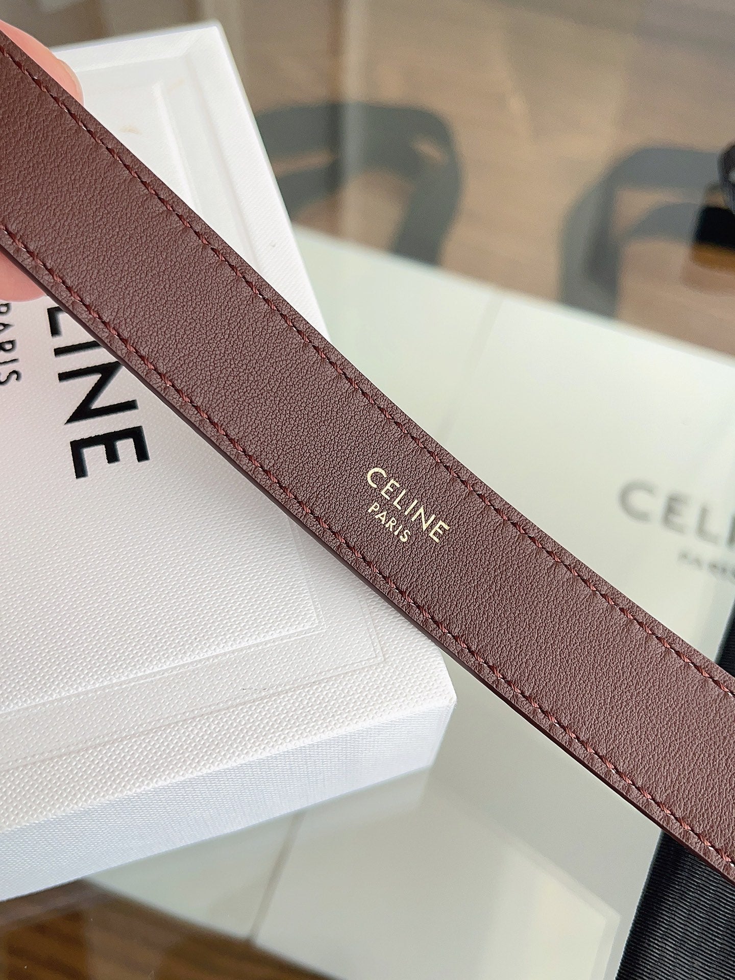CL Gold 25mm Triomphe Brown Suede 616259