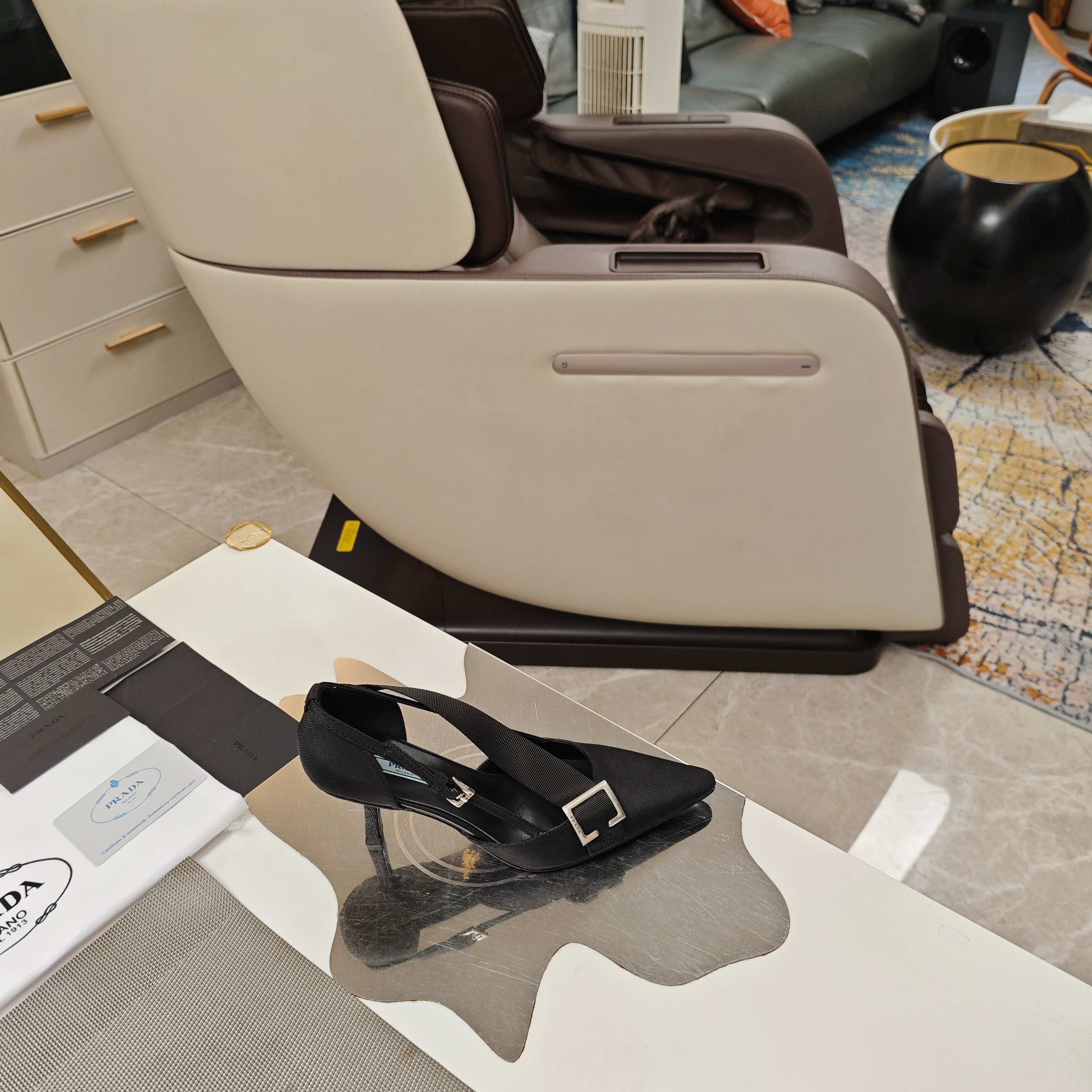 PRA 26S High Heel Pump 70 Black Canvas 630560