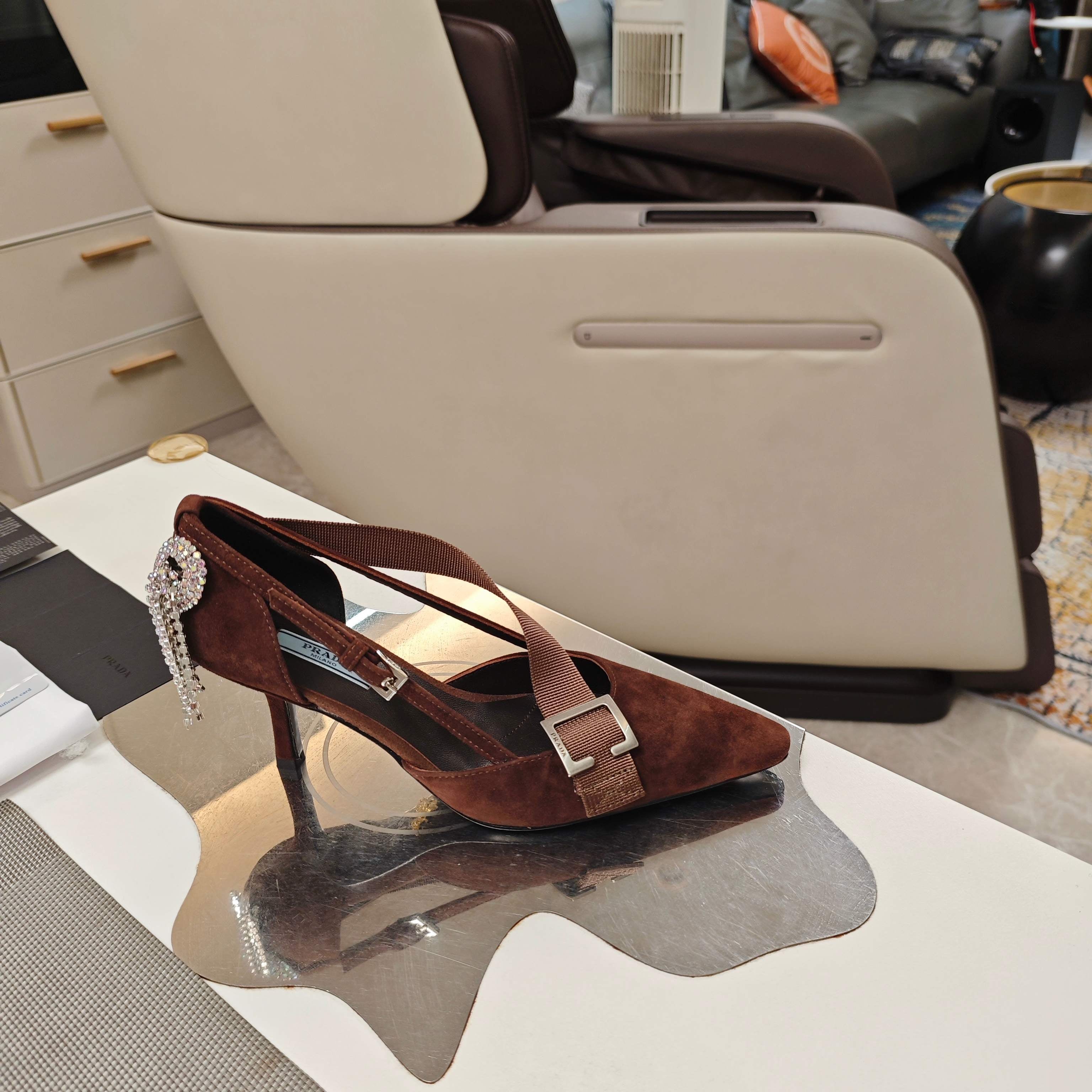 PRA 26S High Heel Pump 70 Brown Velvet 630563