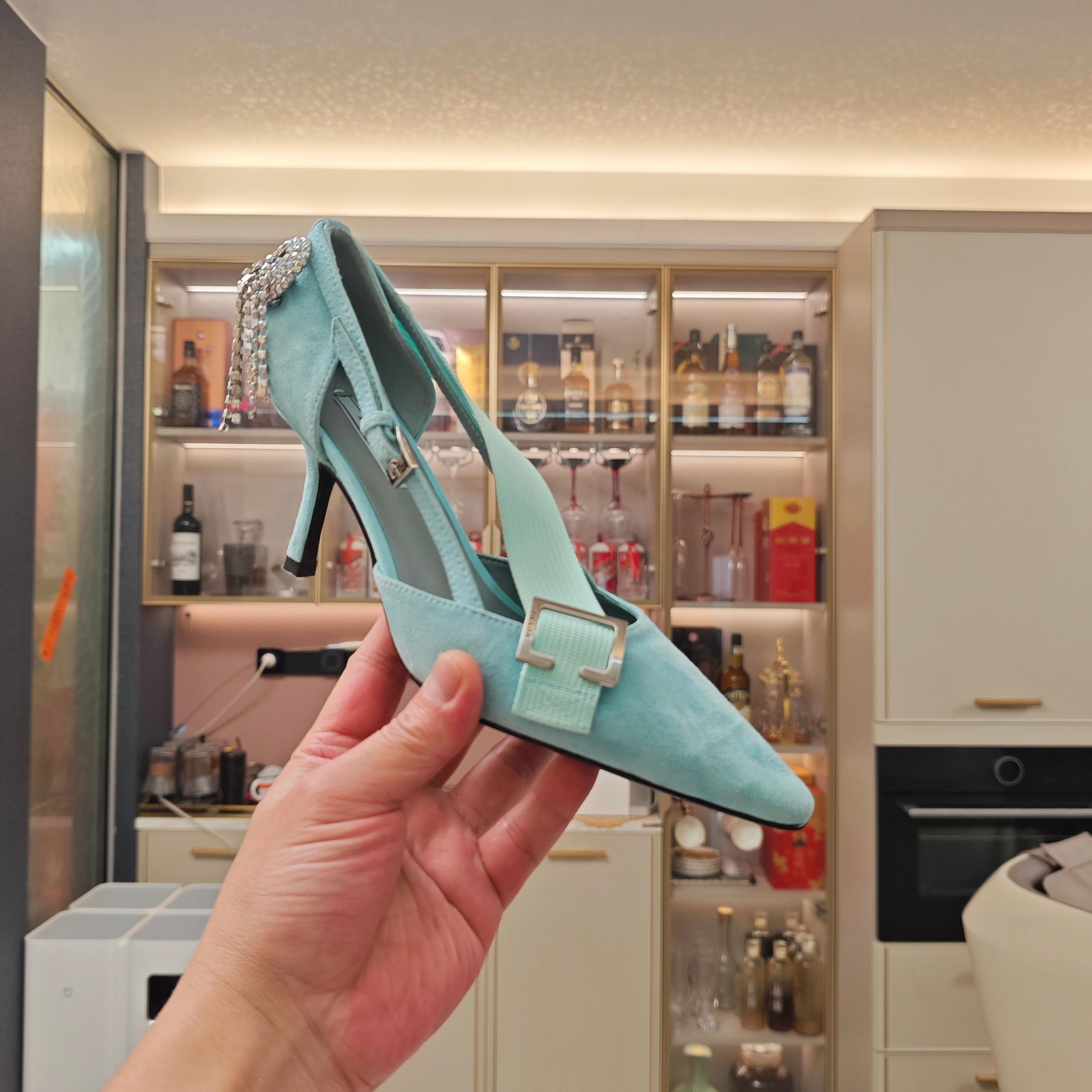 PRA 26S High Heel Pump 70 Baby Blue Suede 630565