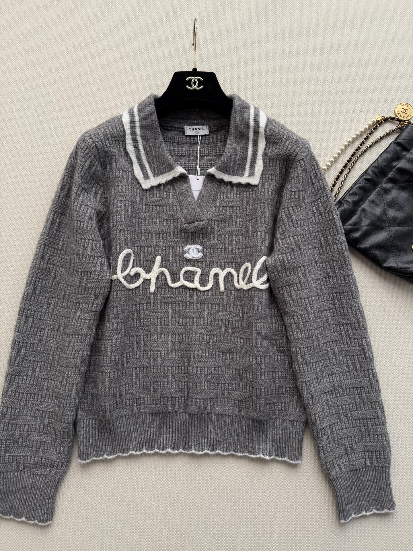Chanel 2026 Embroidered Knit Polo Shirt Wool 417722