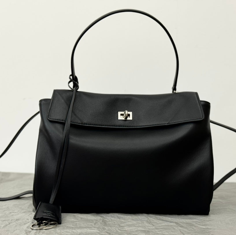 Balenciaga Medium Rodeo Bag 35 Black Calfskin Sliver Hardware