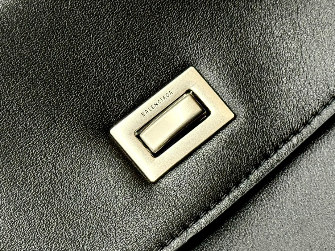 Balenciaga Large Rodeo Bag 40 Black Calfskin Sliver Hardware