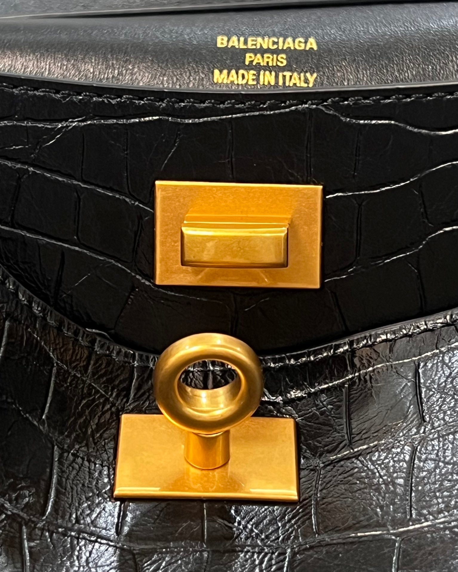 Balenciaga Small Rodeo Bag 29 Black Crocodile Skin Gold Hardware