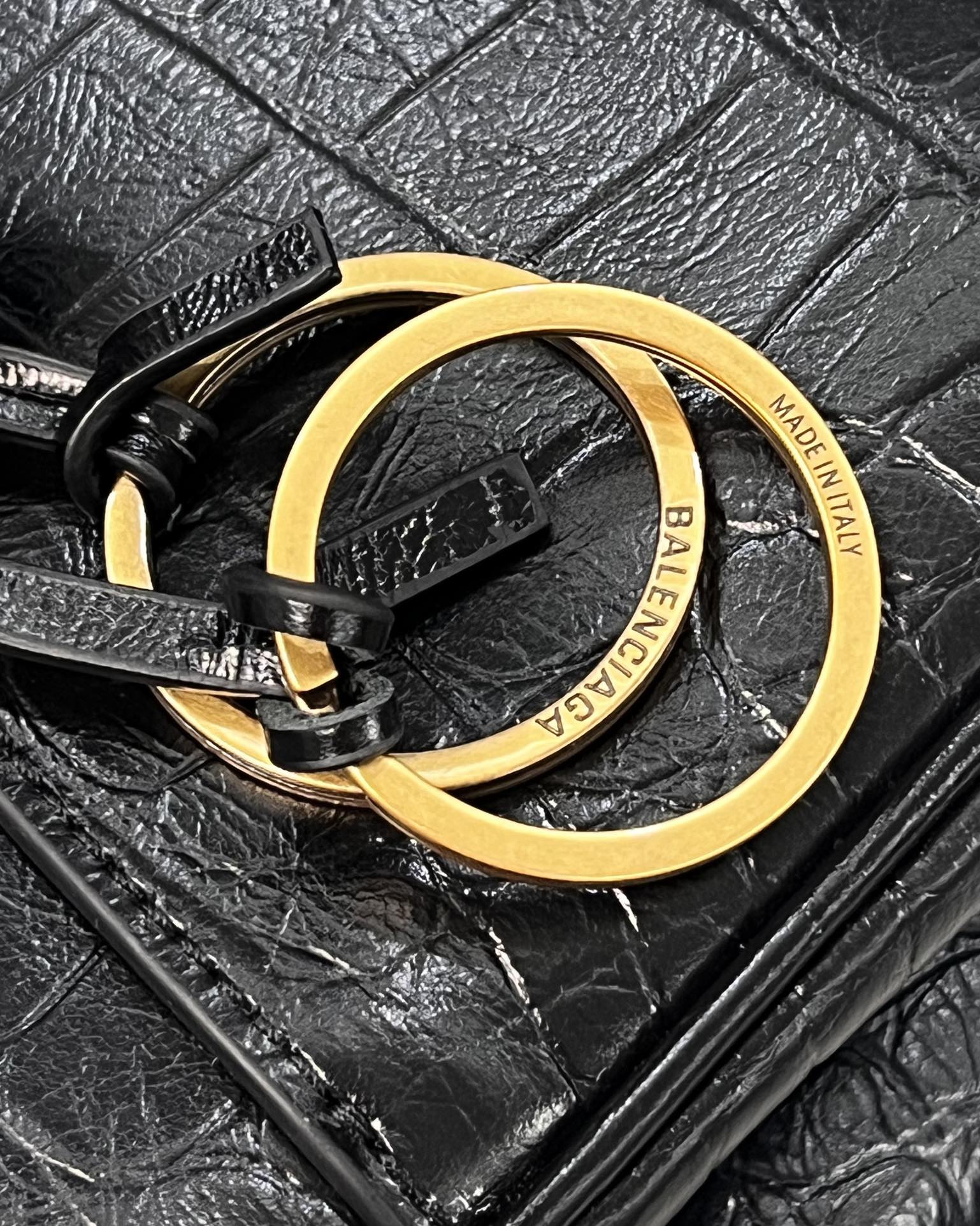 Balenciaga Small Rodeo Bag 29 Black Crocodile Skin Gold Hardware