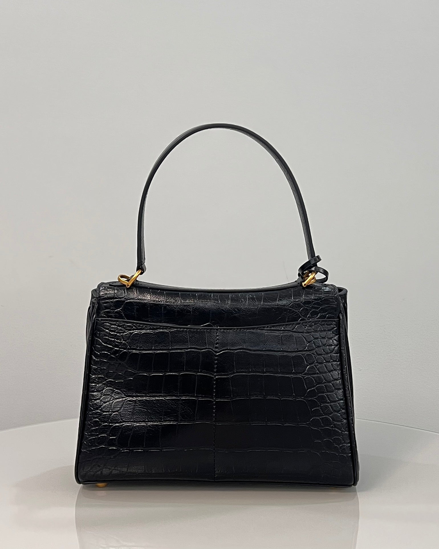 Balenciaga Small Rodeo Bag 29 Black Crocodile Skin Gold Hardware