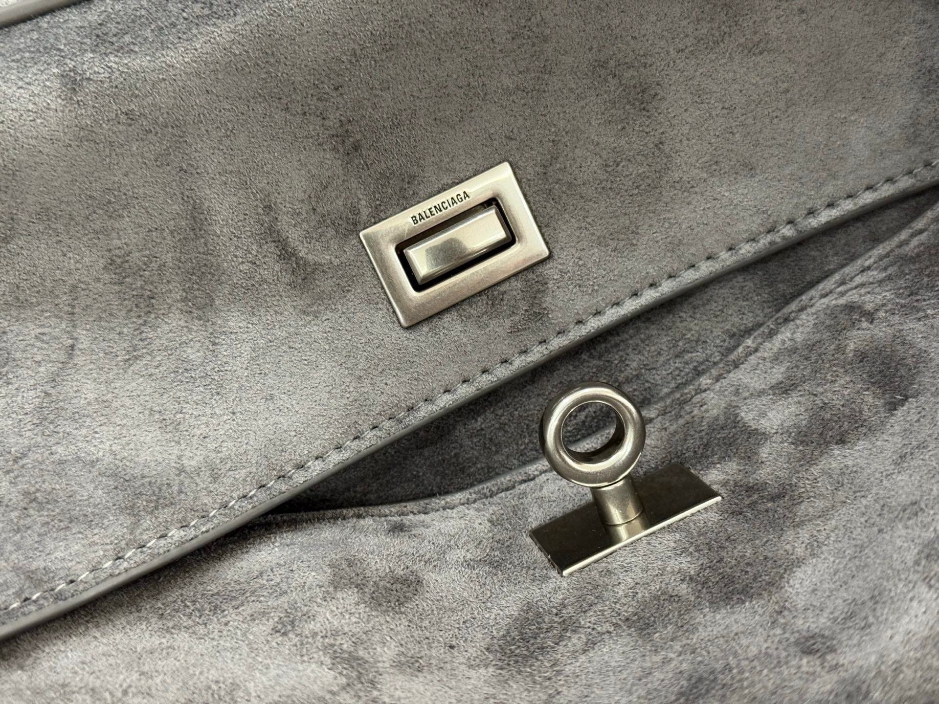 Balenciaga Medium Bag 35 Gray Suede Sliver Hardware