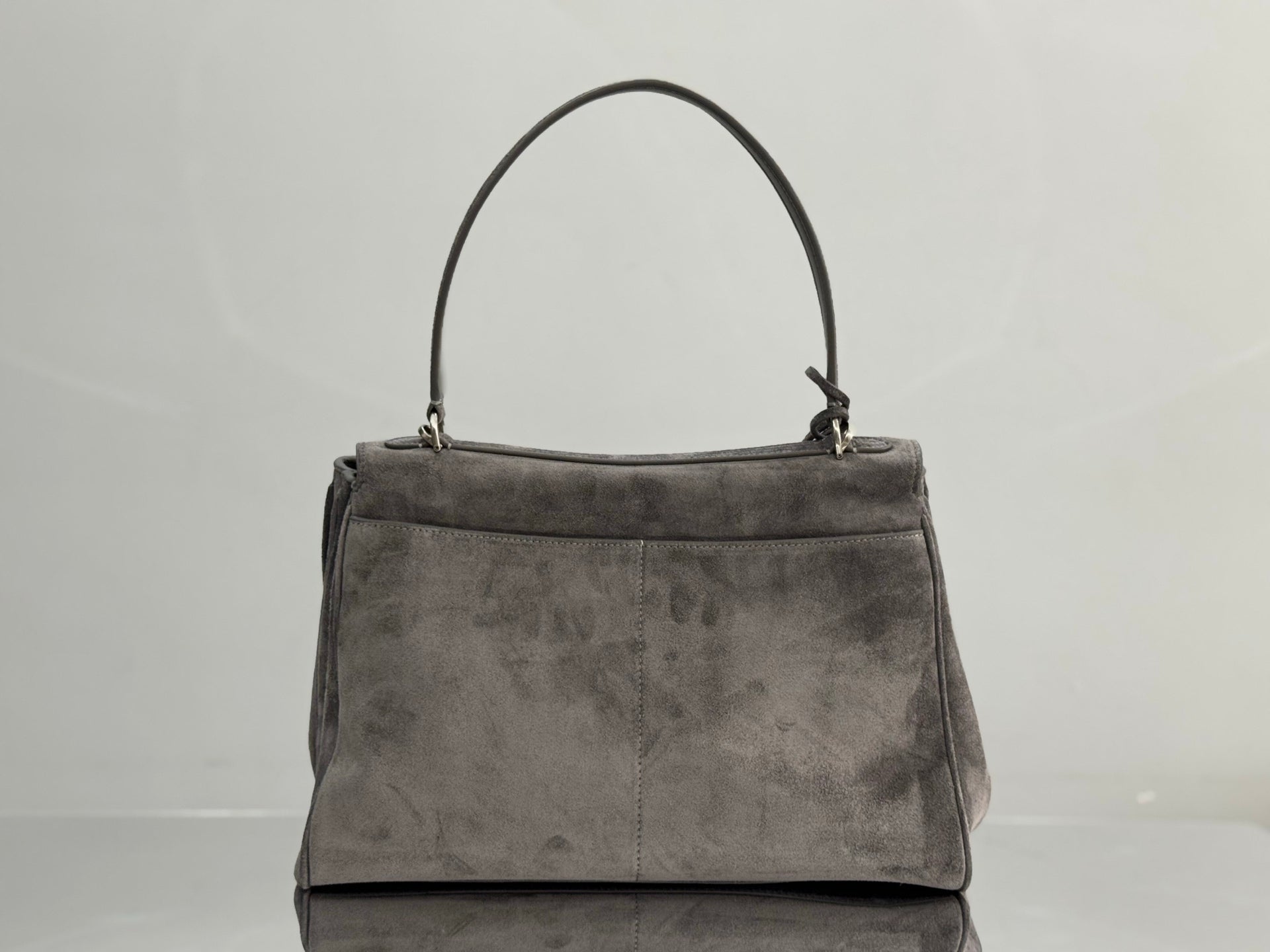 Balenciaga Medium Bag 35 Gray Suede Sliver Hardware