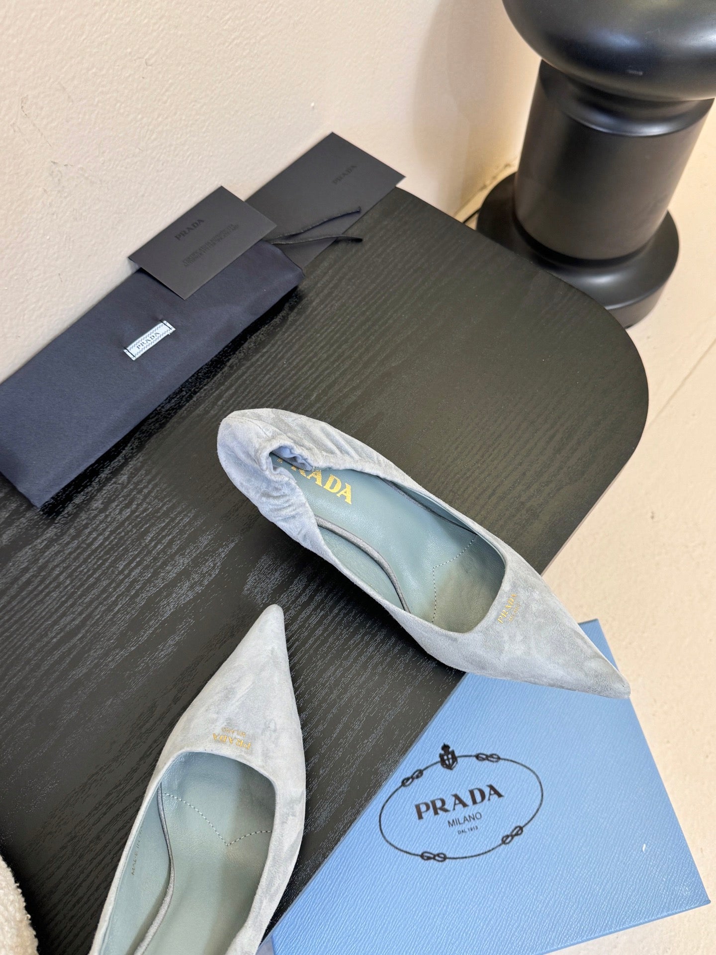 PRA 26S Pointed Toe Low Heels 60 Baby Blue Suede 627412