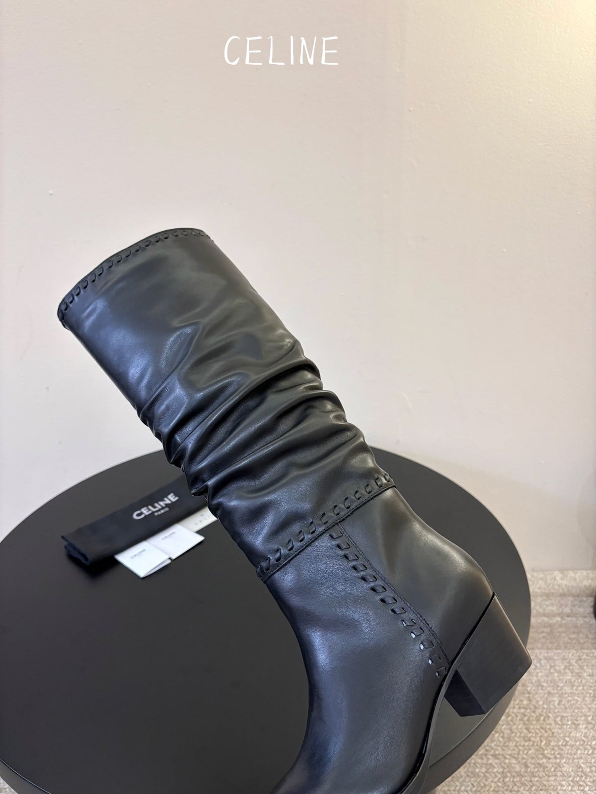 Celine 2026 Western Knee-High Boots 50mm Suede Leather 104847