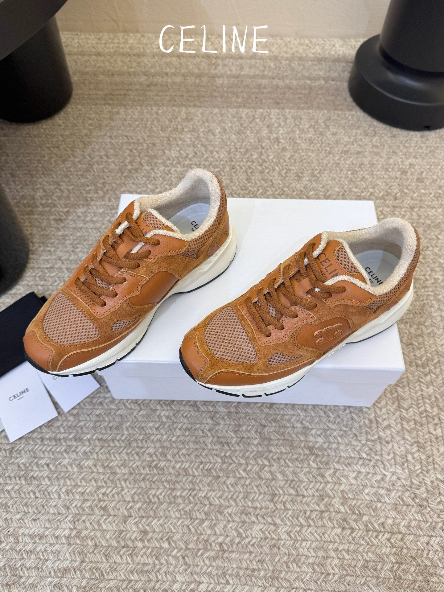 Celine 2026 Runner Sneakers Brown Cowhide Suede Mesh 104872
