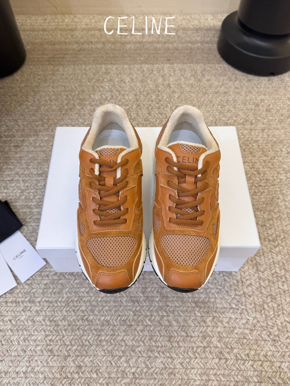 Celine 2026 Runner Sneakers Brown Cowhide Suede Mesh 104872