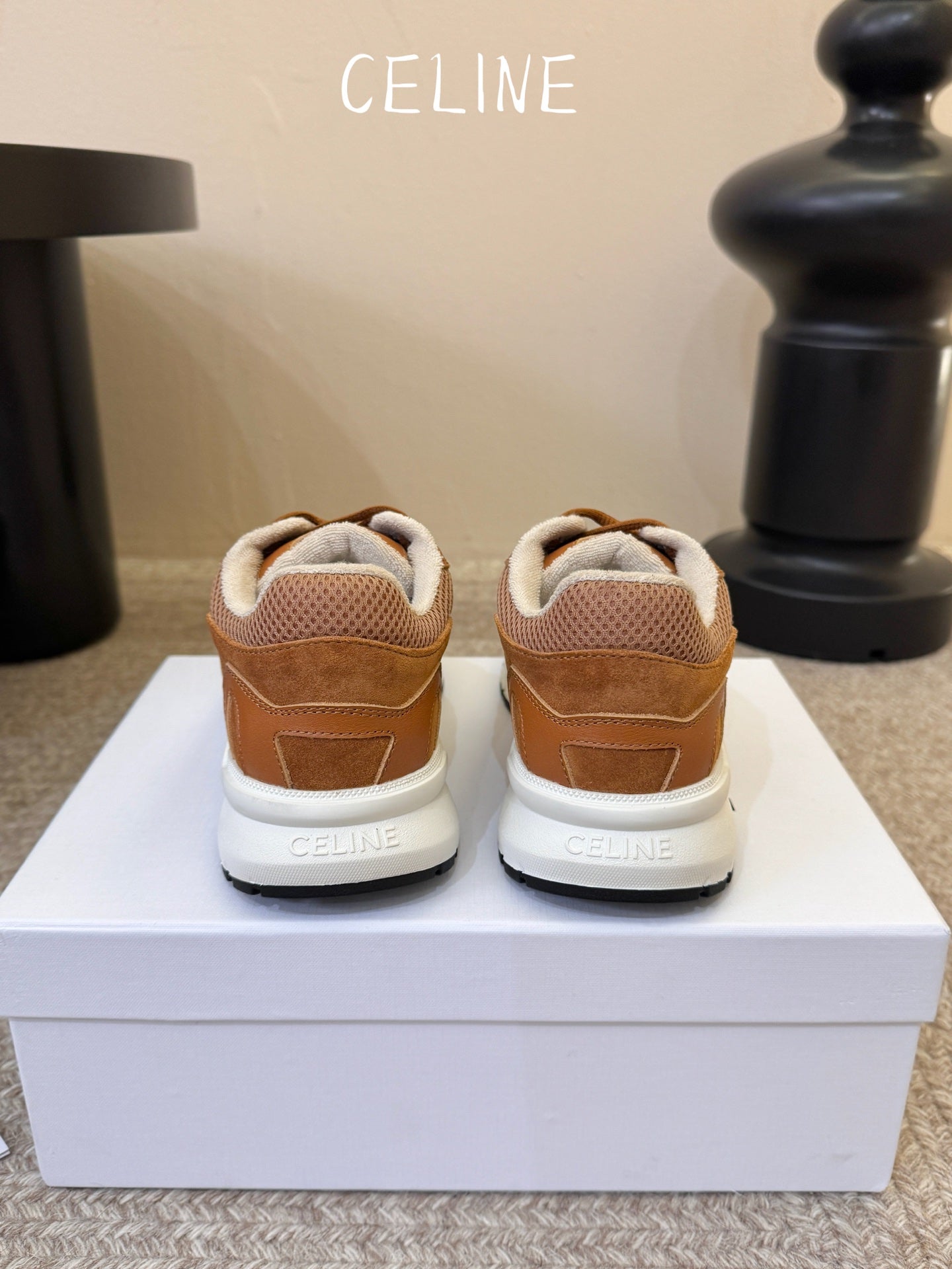 Celine 2026 Runner Sneakers Brown Cowhide Suede Mesh 104872