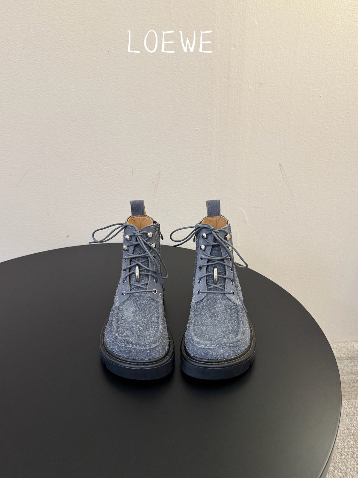 Loewe 2026 Combat Ankle Boots Suede Leather 166750