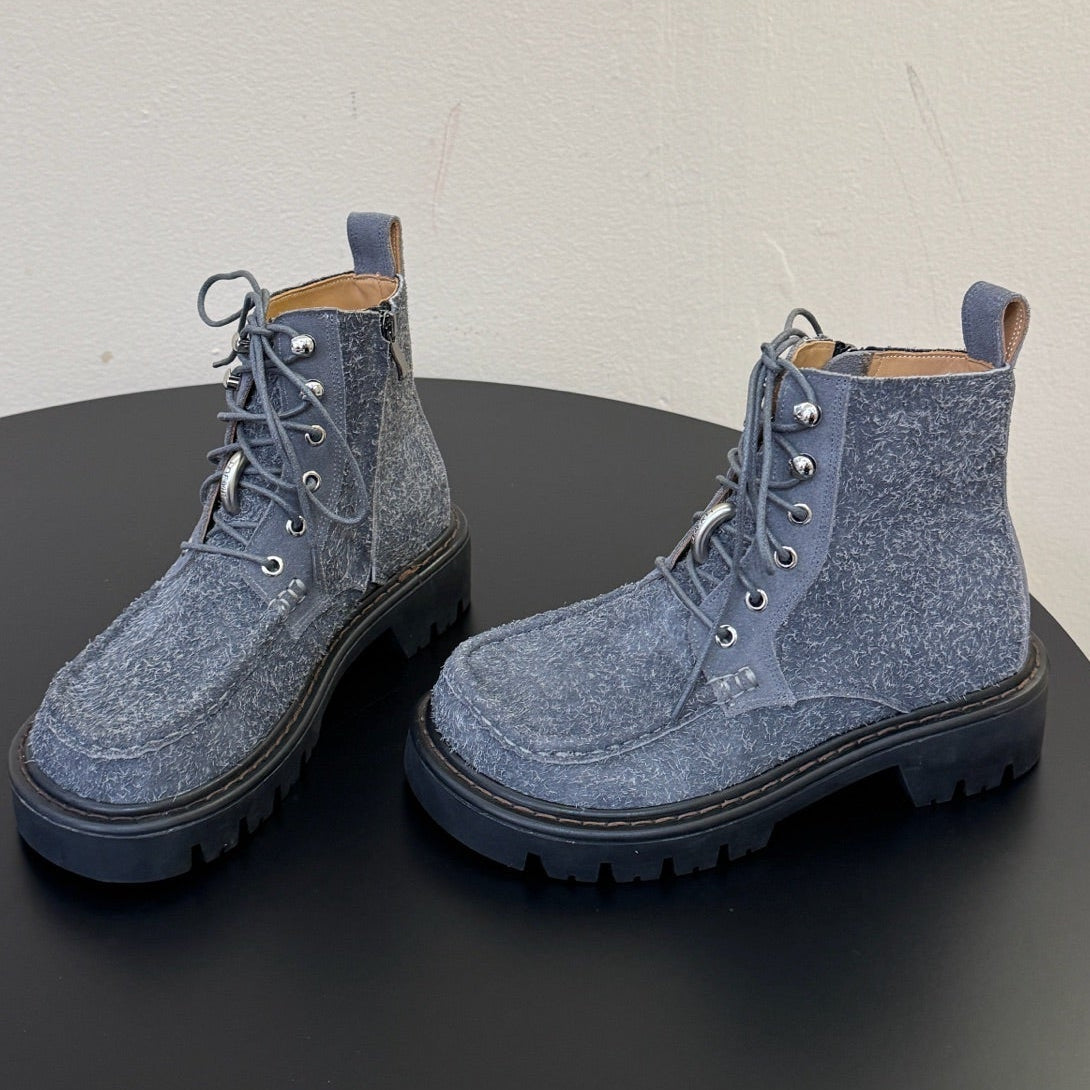Loewe 2026 Combat Ankle Boots Suede Leather 166750