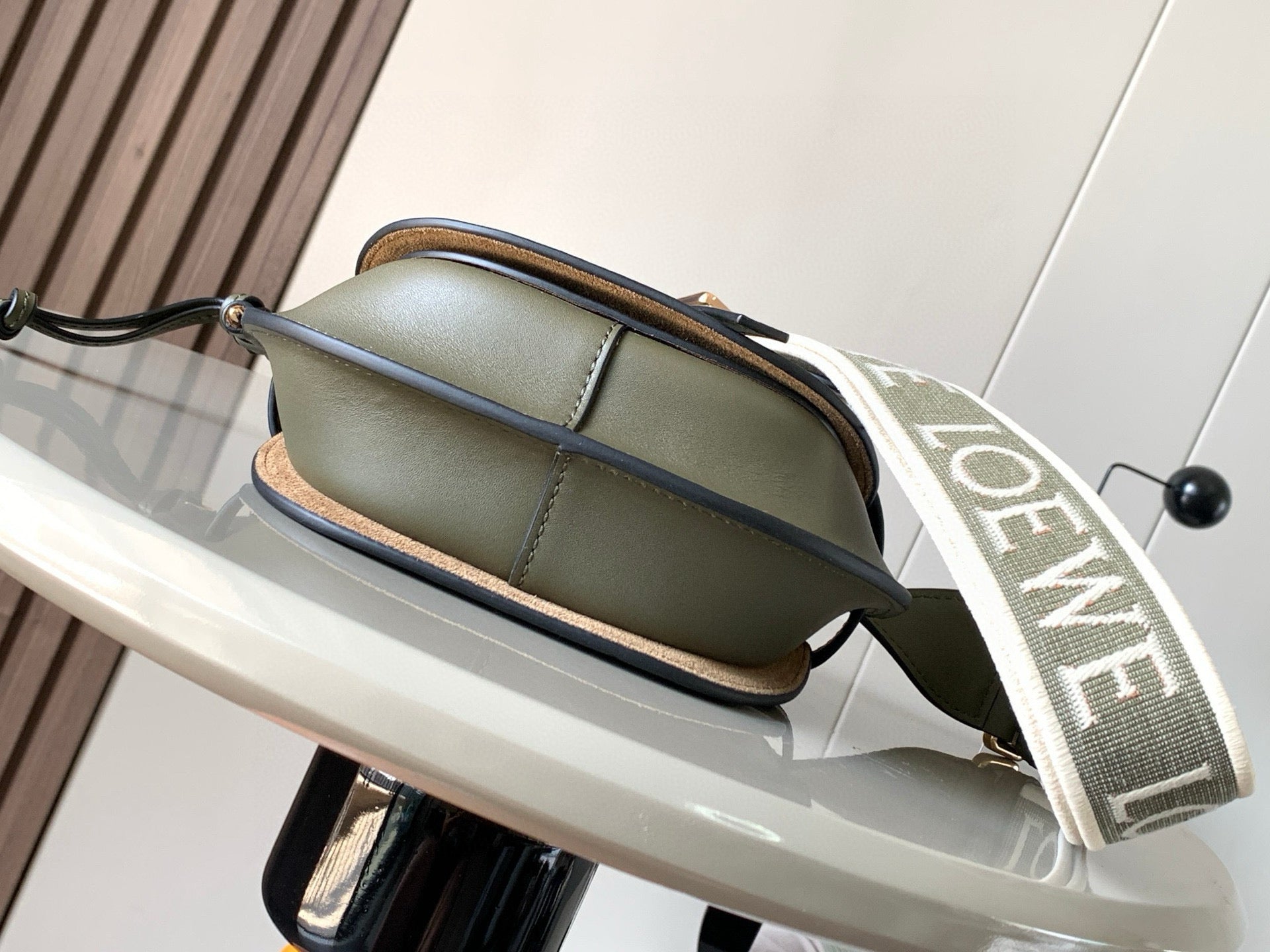 Loewe Saddle Bag 21 Olive Green Leather 280438