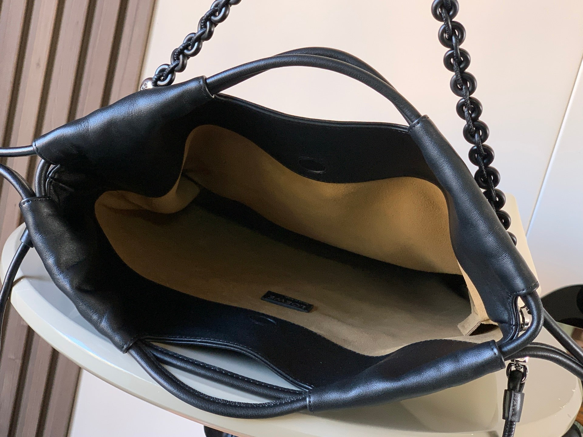 Loewe Flamenco Purse Tote Bag 38 White Black Lambskin 274696