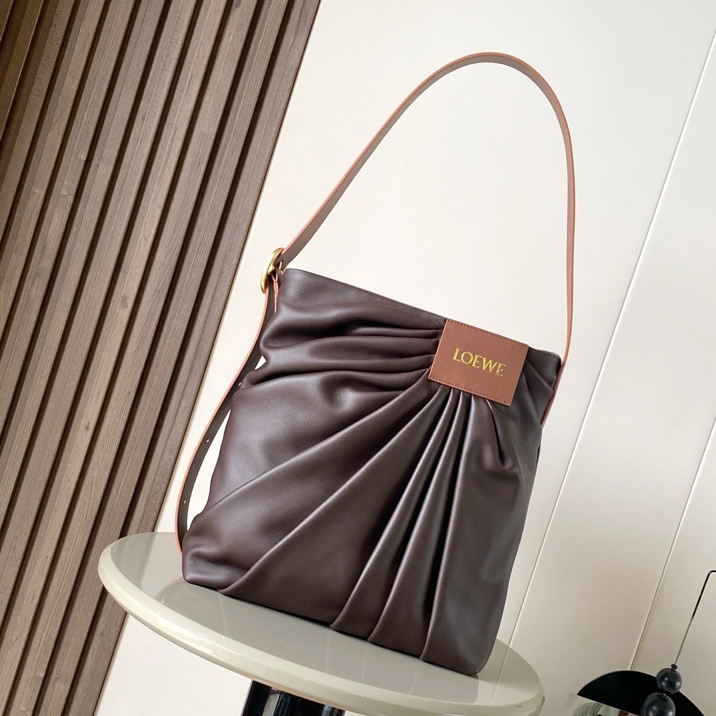 Loewe Draped Handbag 30 Brown Lambskin 280532