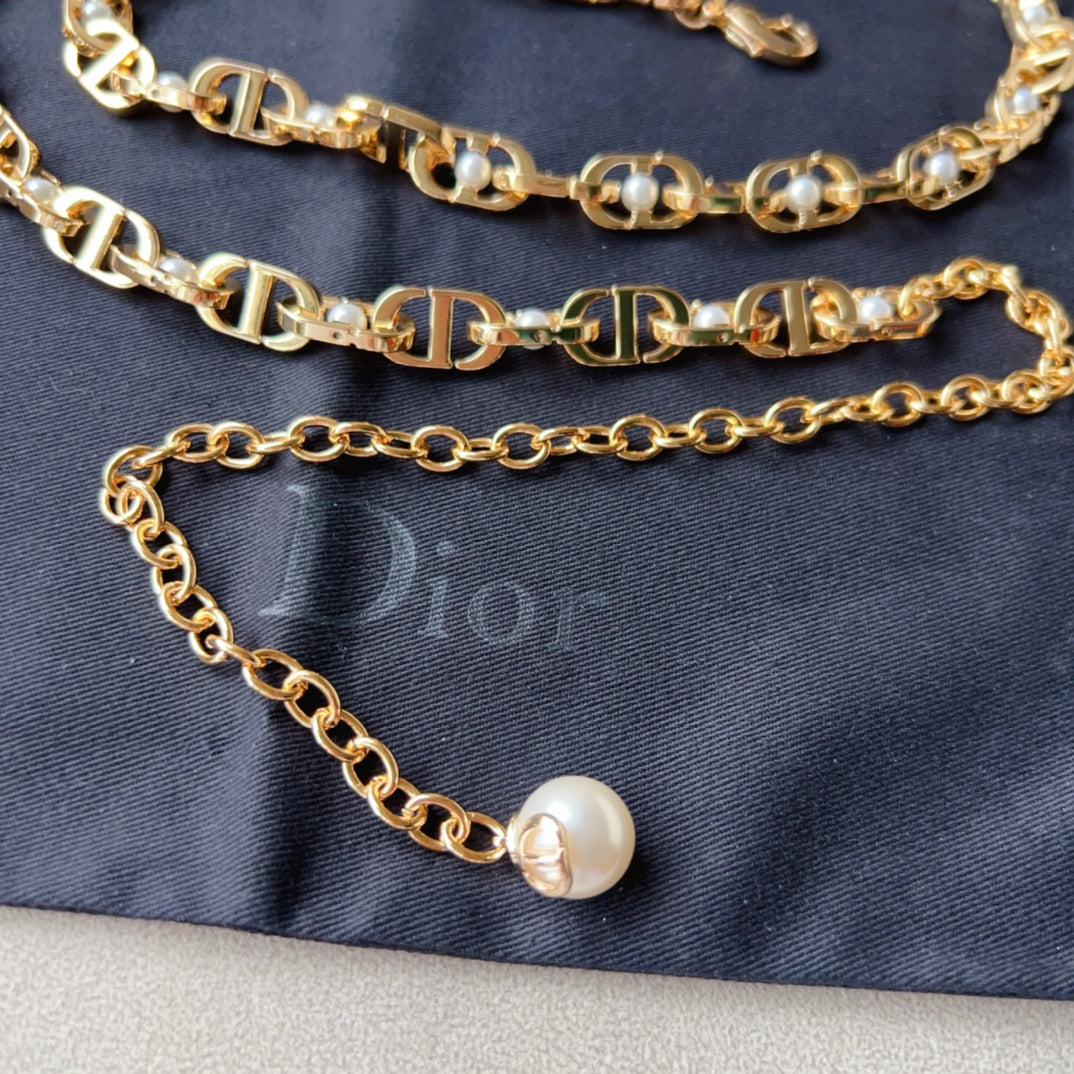 Dior 2026 Pearl Link Chain Belt 206370