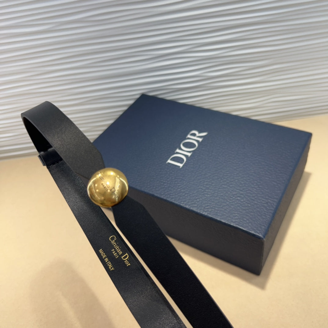 Dior 2026 D-Pépite Belt 15mm Black Leather 184991