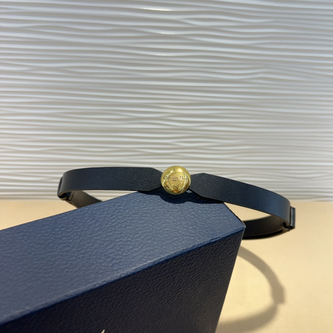 Dior 2026 D-Pépite Belt 15mm Black Leather 184991