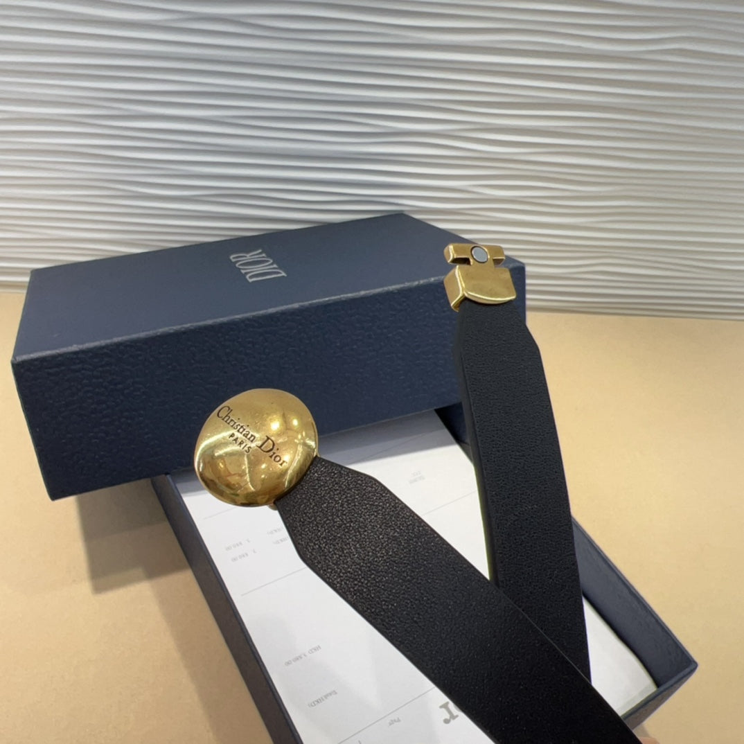 Dior 2026 D-Pépite Belt 15mm Black Leather 184991