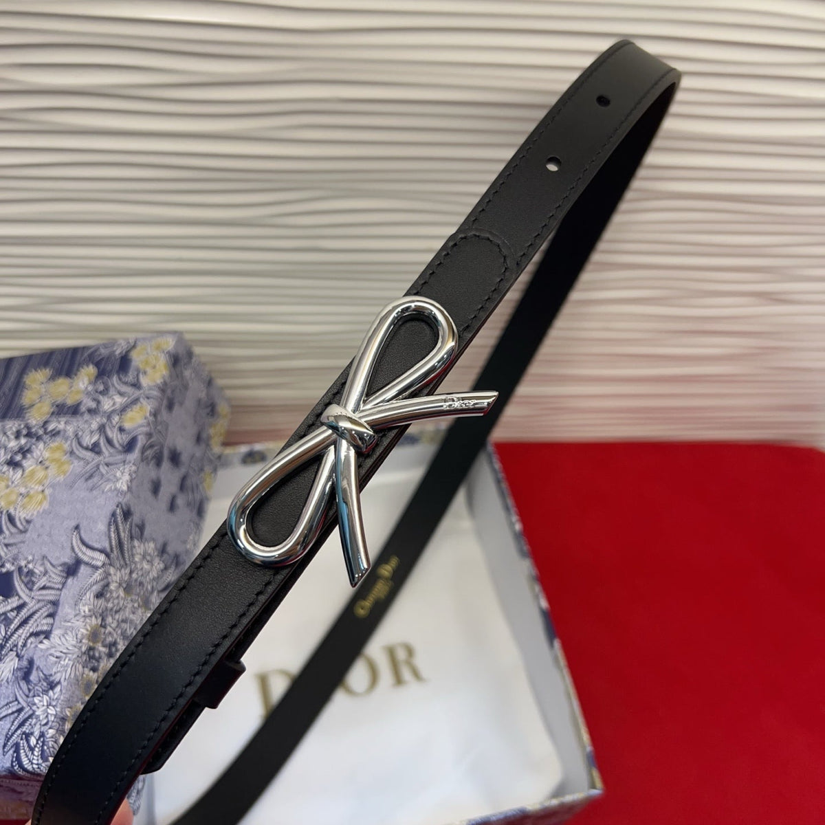 Dior 2026 Le Nœud De Silver Buckle Belt 20mm Calfskin