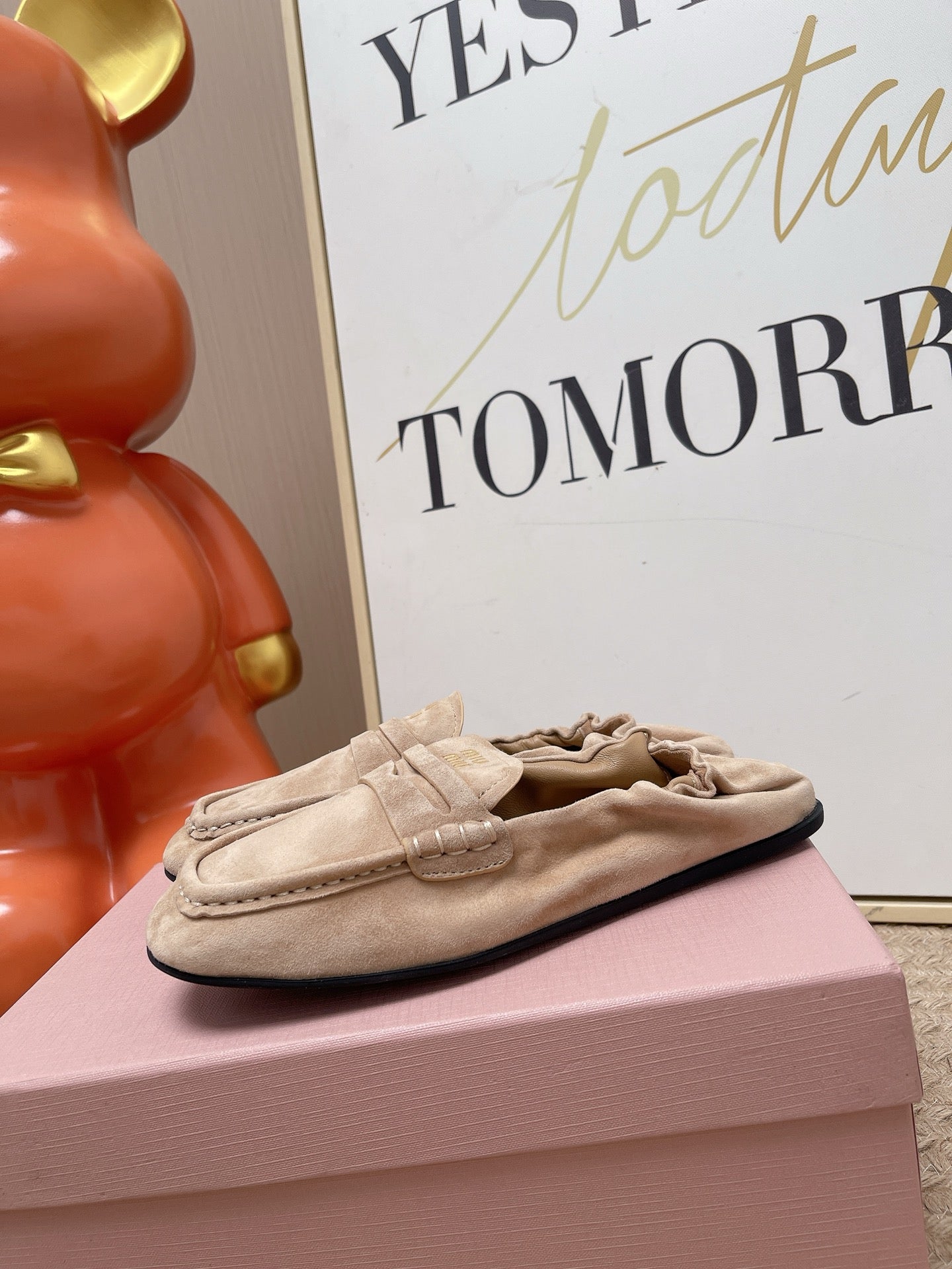 Miumiu 2026 Ruches Penny Loafers Suede Cowhide 950931