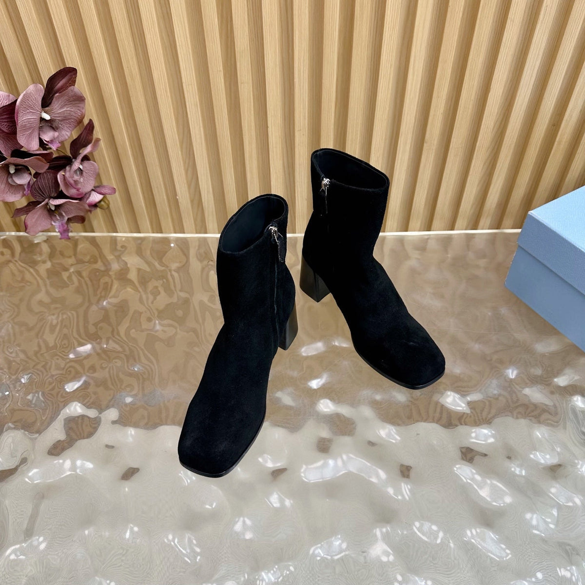 Prada 25 Boot Black Suede 498223