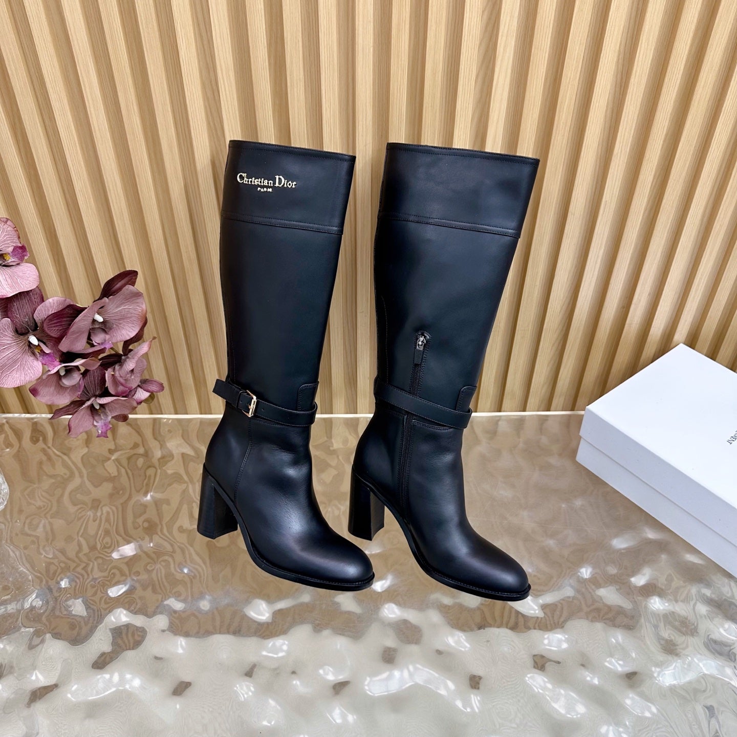 Dior 2026 D-Town Heeled Boots 80mm Suede Calfskin 956000