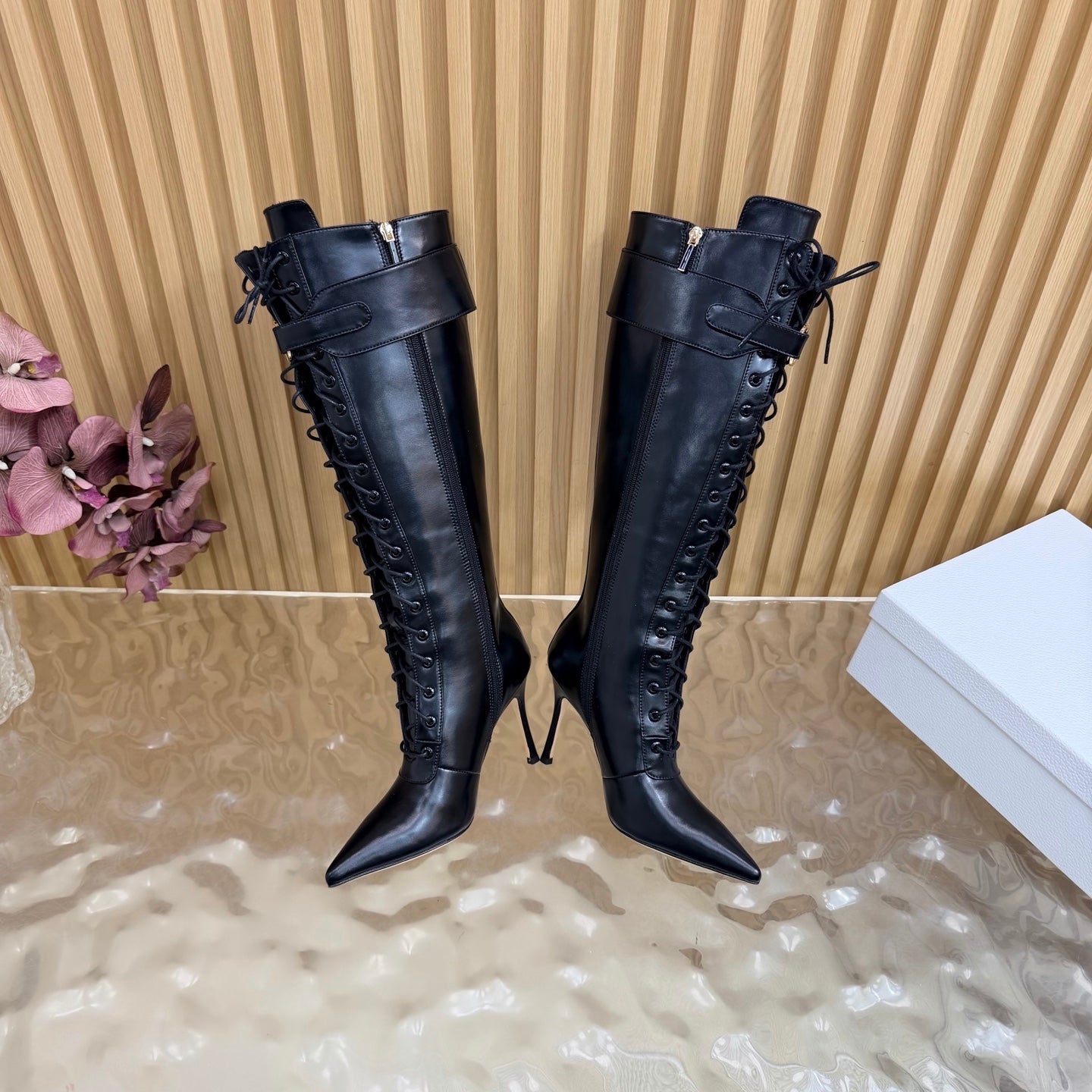 Dior 2026 Knee-High Boots 80mm Black Cowhide 956005