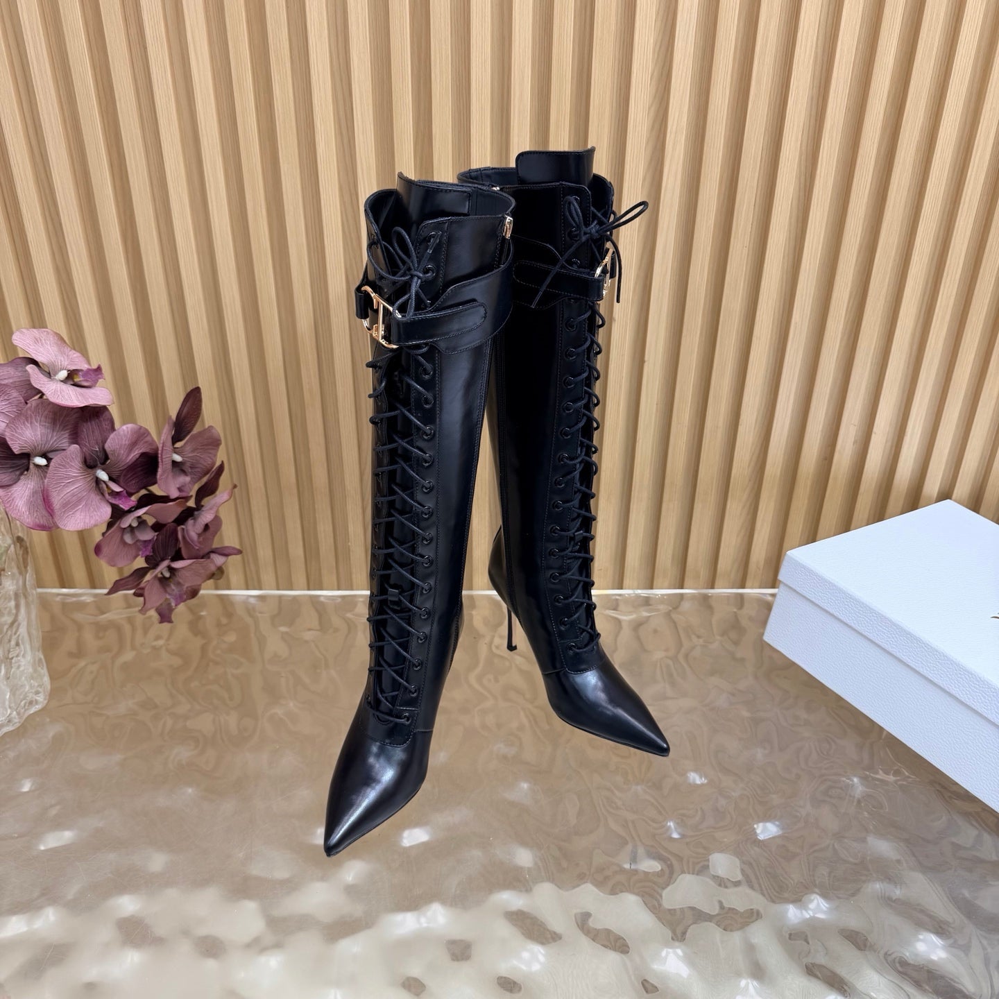 Dior 2026 Knee-High Boots 80mm Black Cowhide 956005