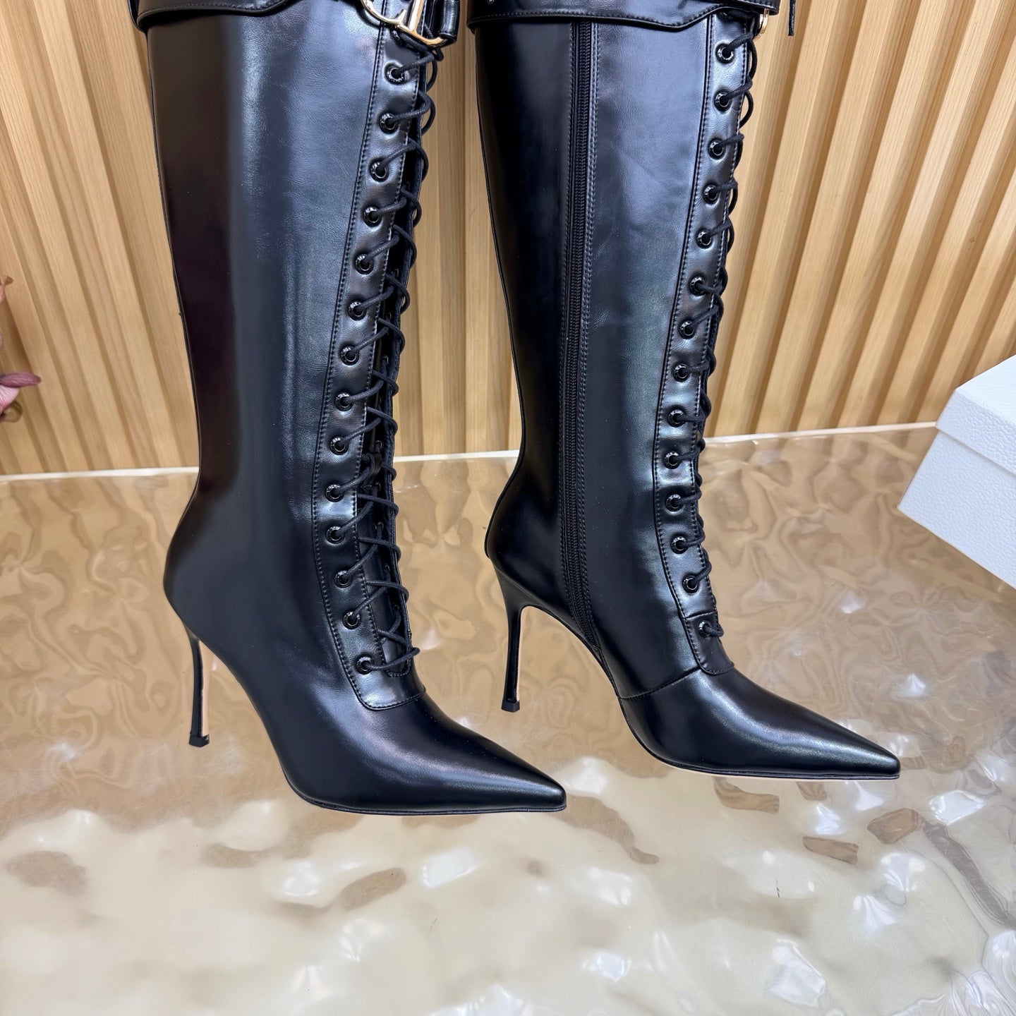 Dior 2026 Knee-High Boots 80mm Black Cowhide 956005