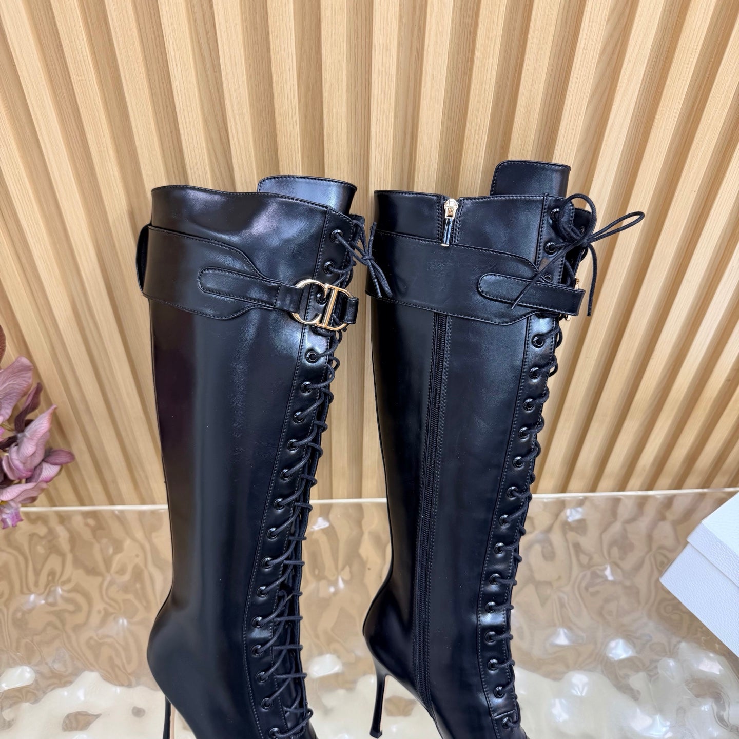 Dior 2026 Knee-High Boots 80mm Black Cowhide 956005