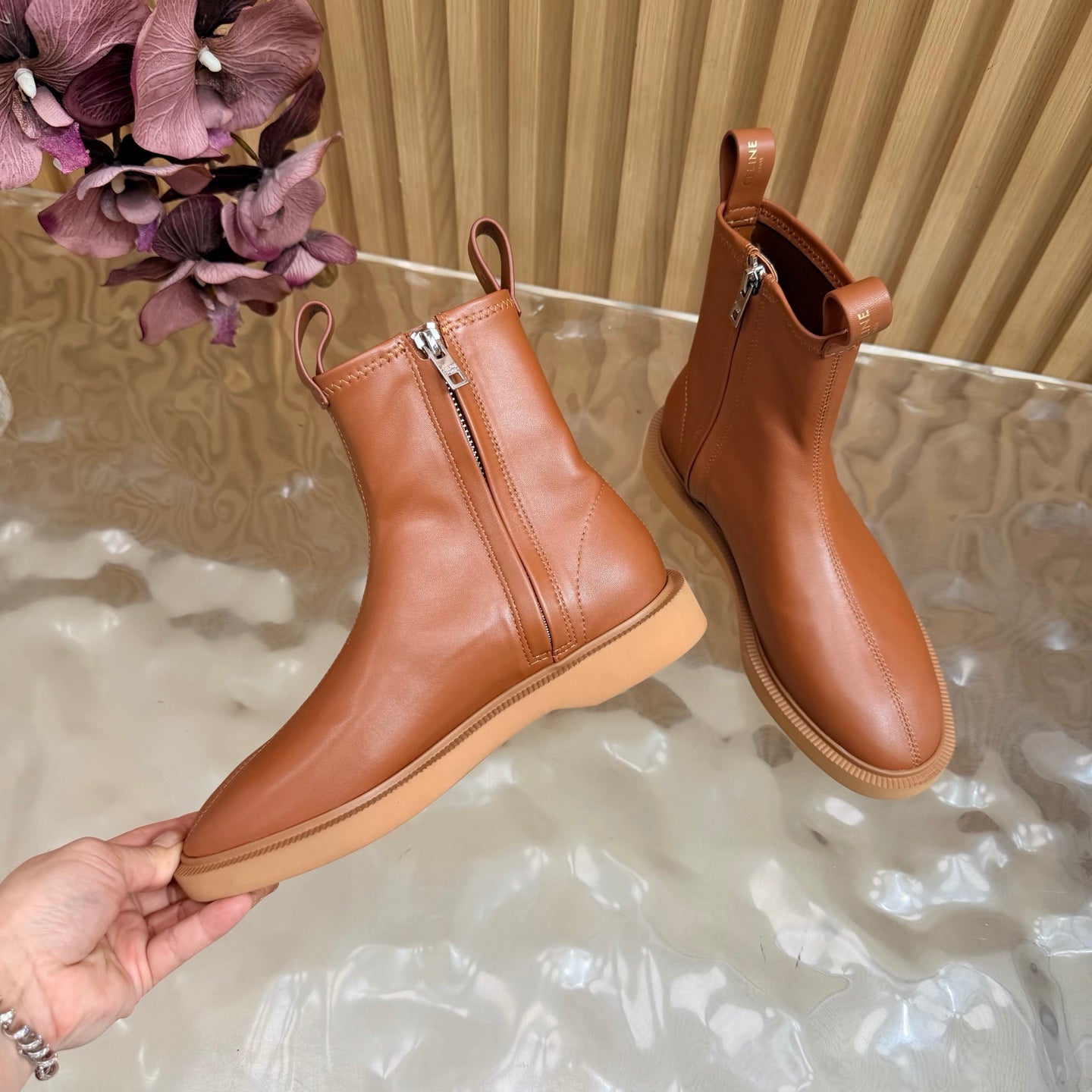 Celine 2026 Zipper Ankle Boots Suede Leather 995593