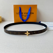 LV Flowergram 20mm Reversible Belt Black Brown Calfskin