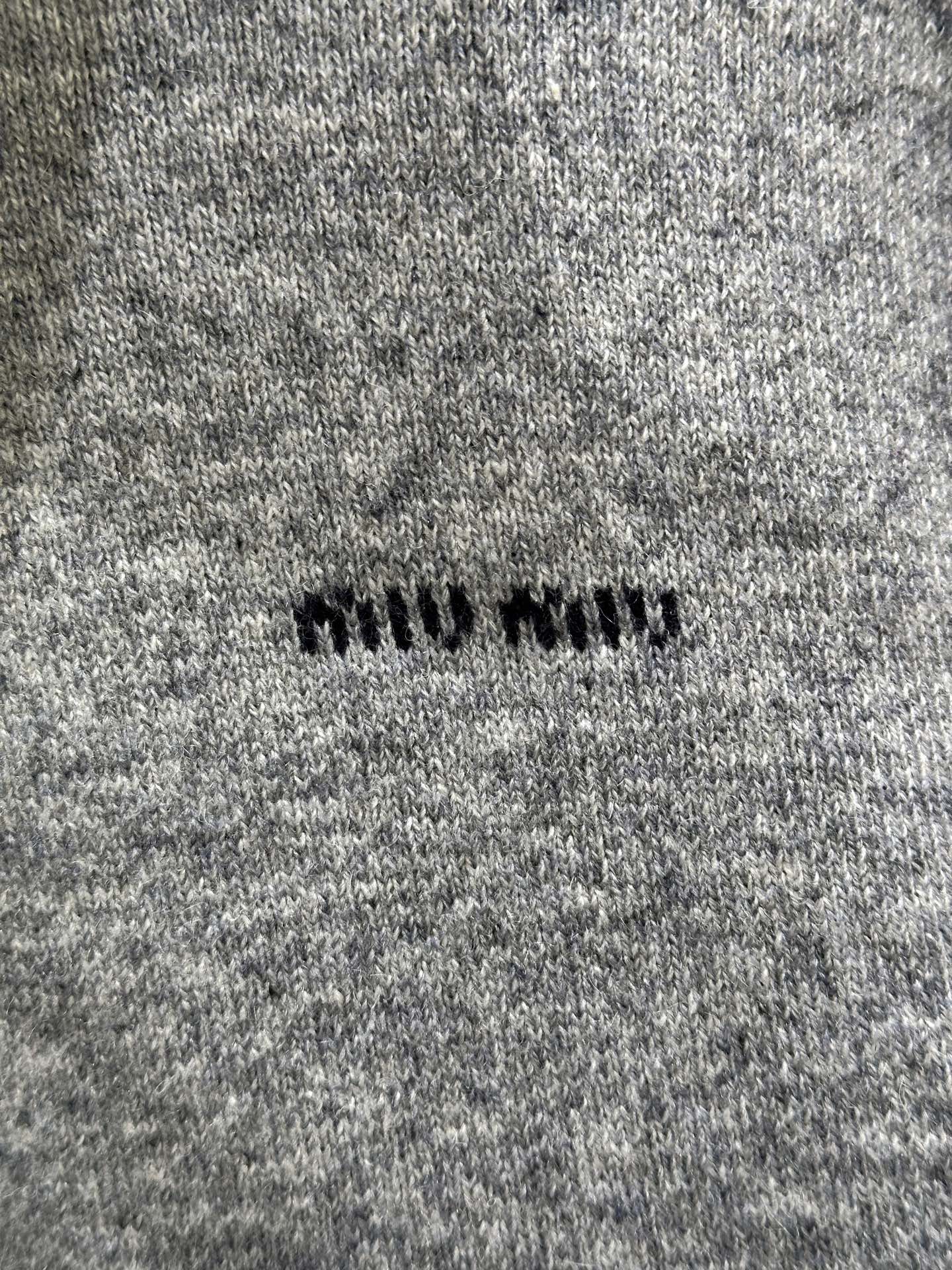Miumiu 2026 Half-zipper Sweater Grey Mix Blue Cashmere