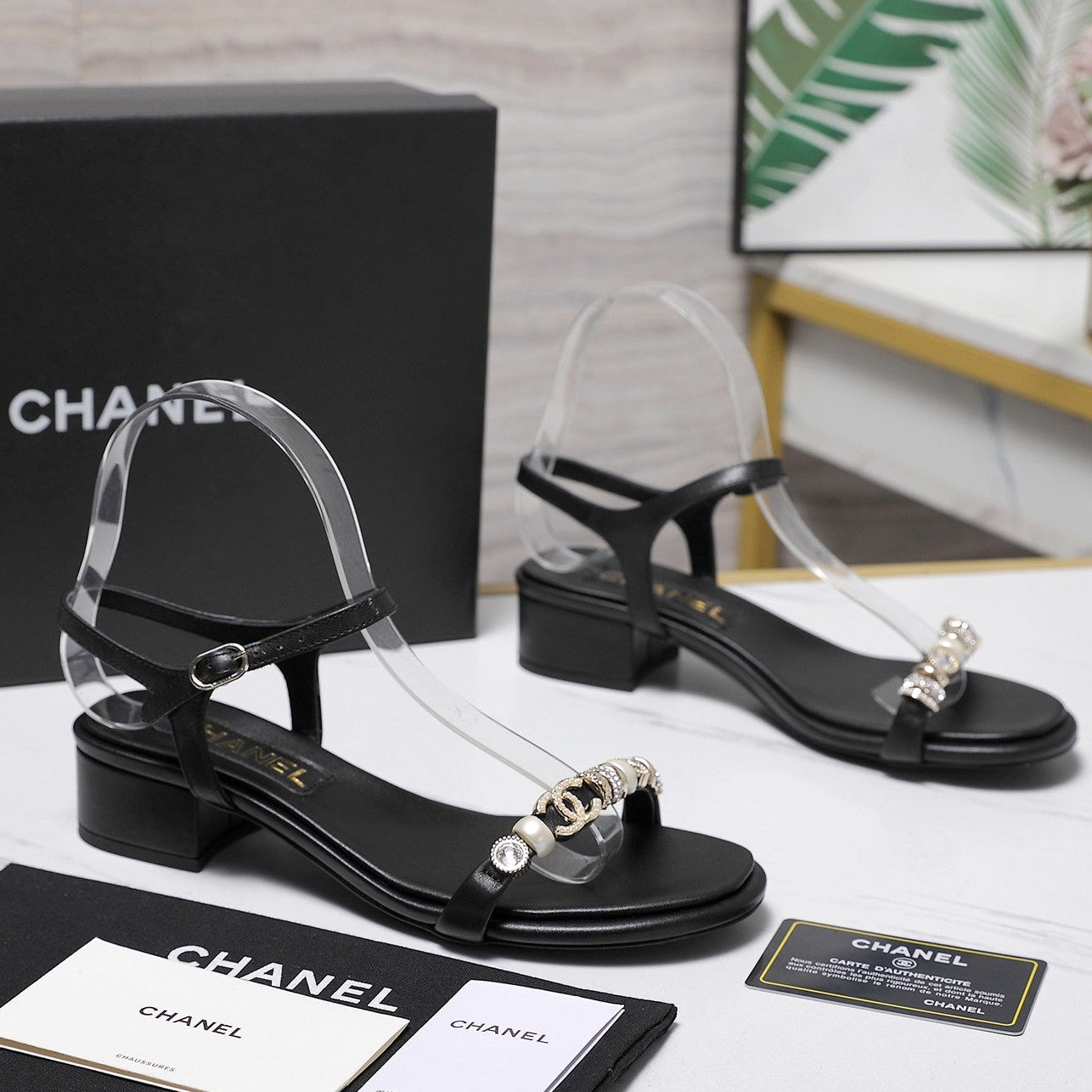 Chanel 2026 Sandals 25mm Black Cowhide 758397