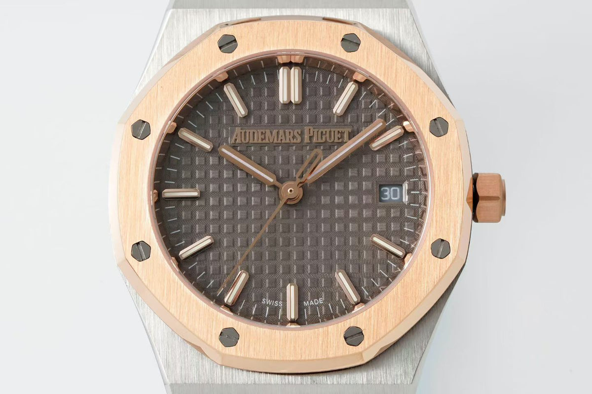 Audemars Piguet Royal Oak 34mm Sliver Case Brown Dial Pink Gold Steel