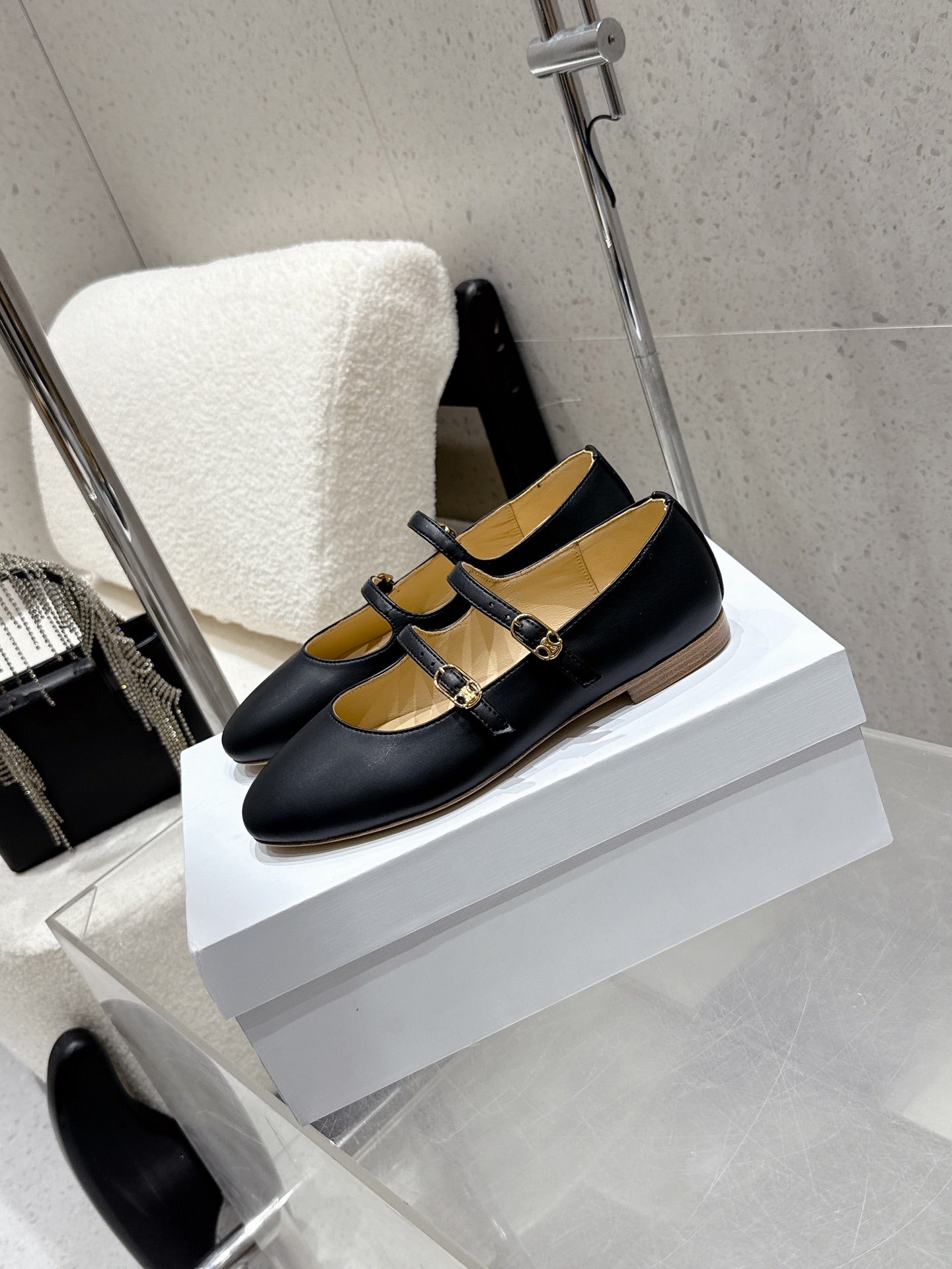 Celine 26 Ballet Flats Black Cowhide 608054