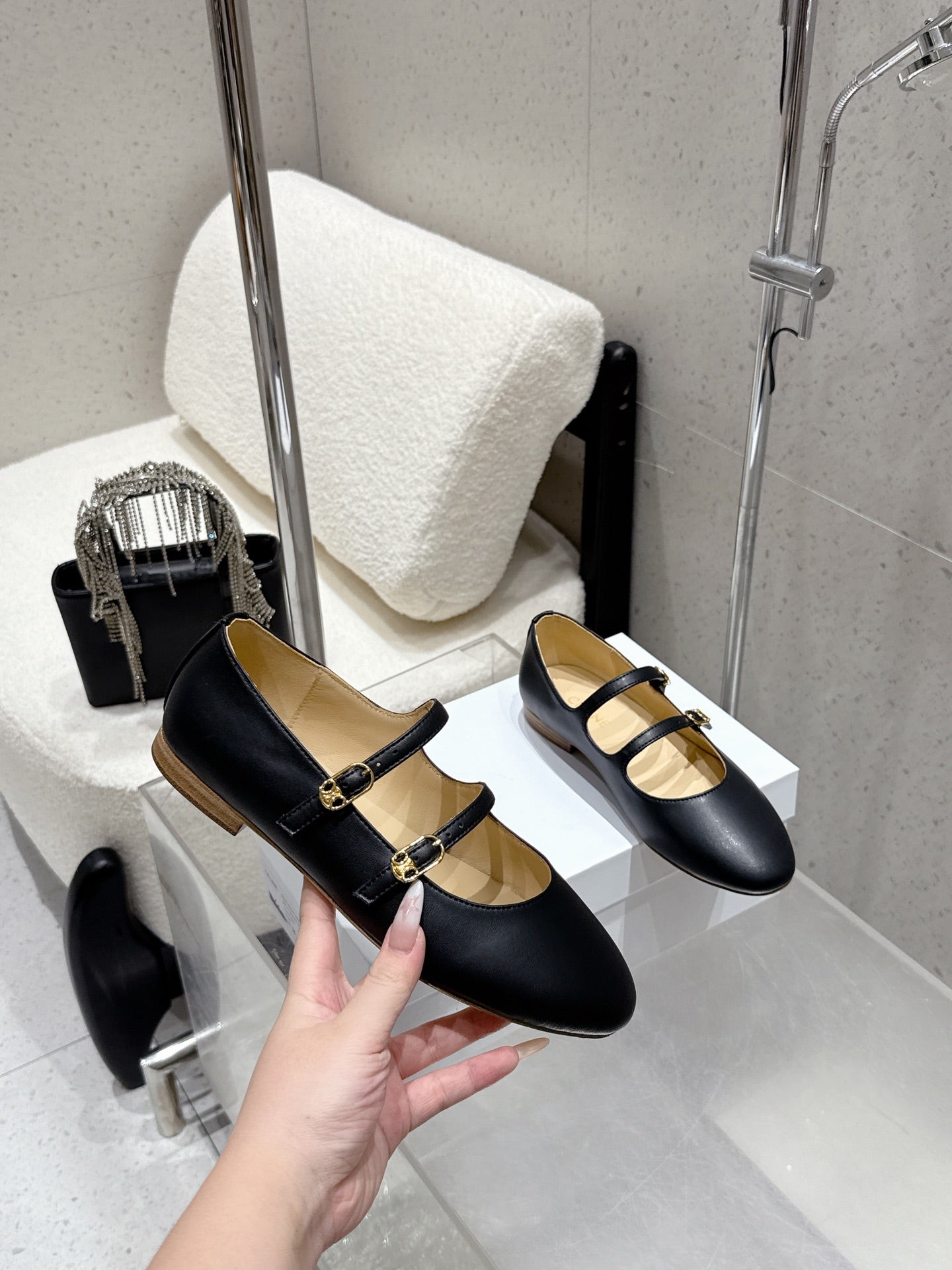 Celine 26 Ballet Flats Black Cowhide 608054