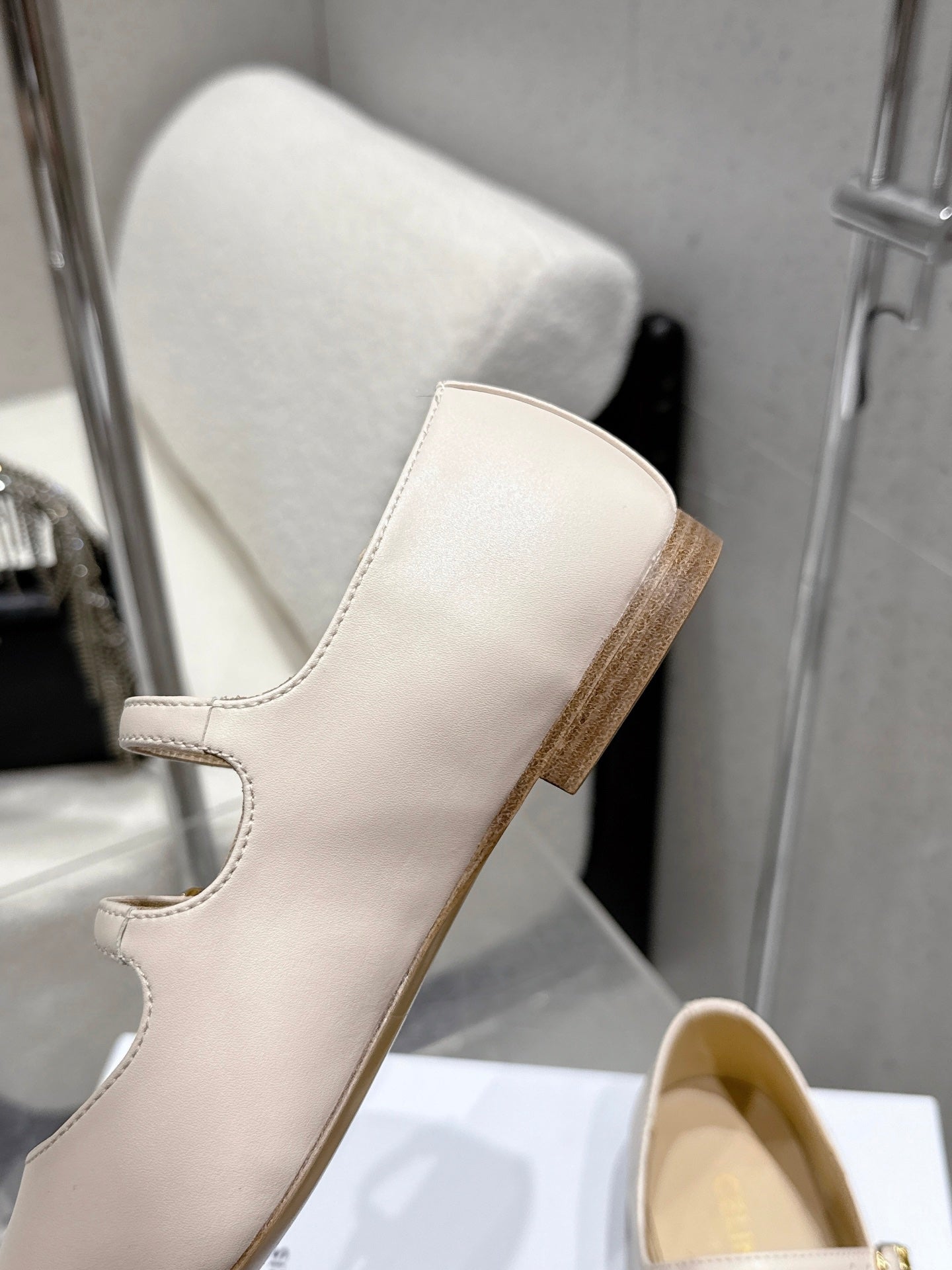 Celine 26 Ballet Flats Light Beige Cowhide 608055