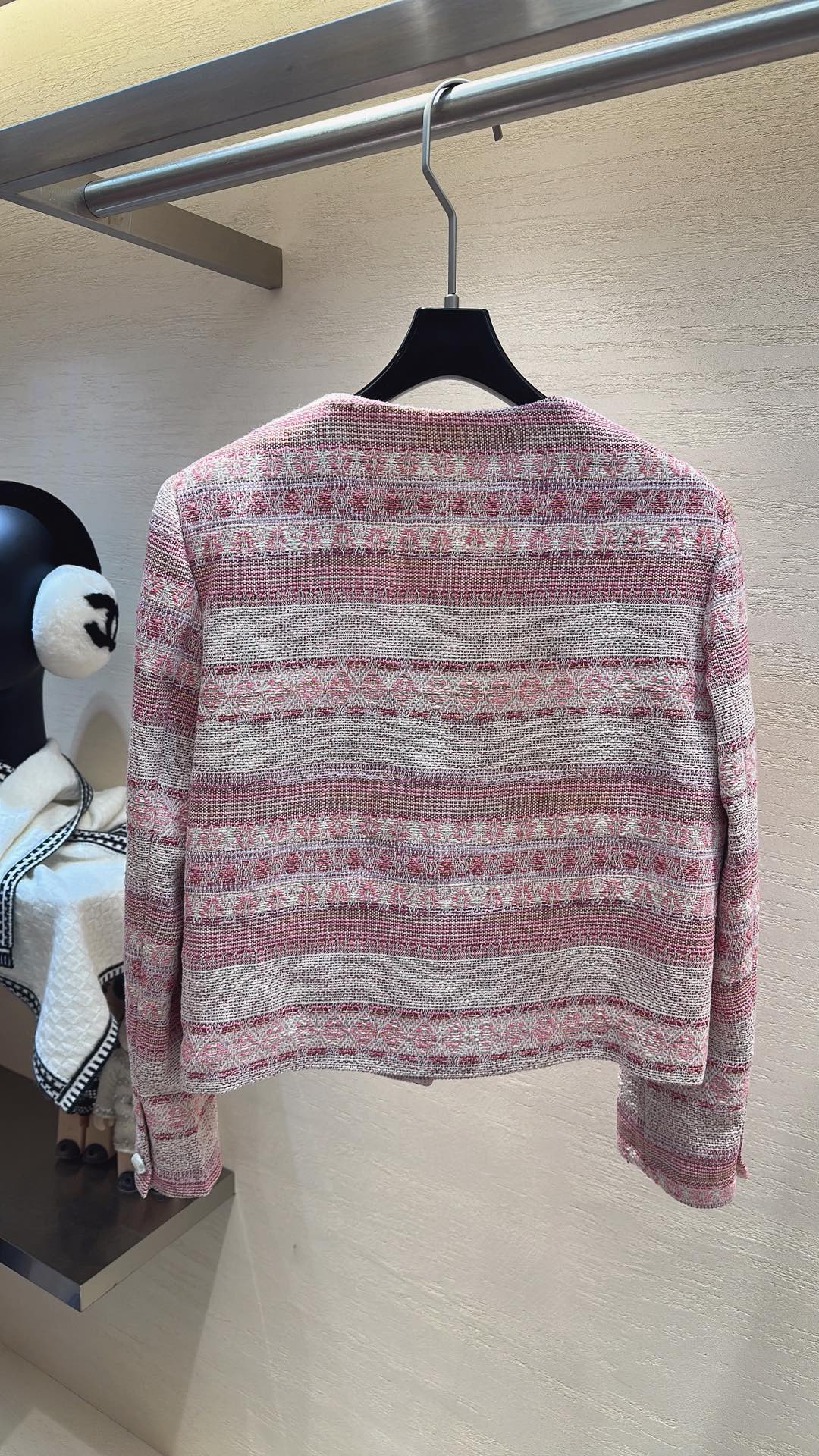 Chanel 2026 Jacket Pink White Tweed Fabric