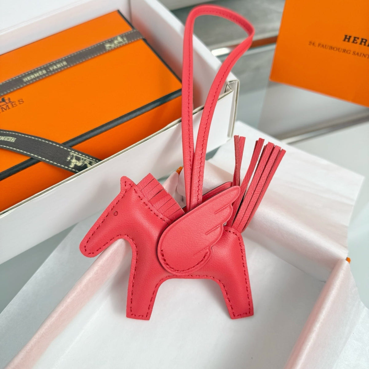 HM Rodeo Pegase PM Charm Red Lambskin