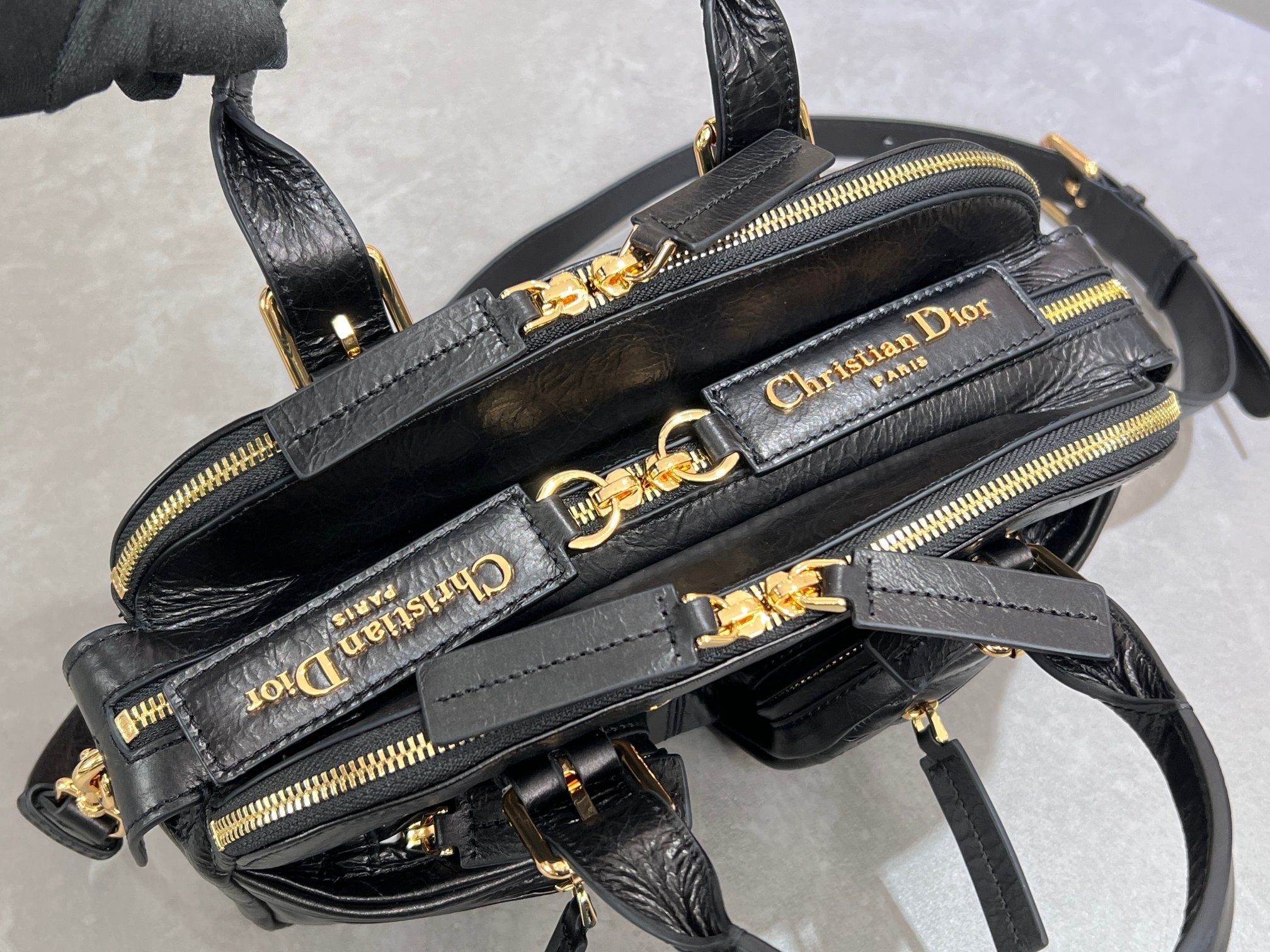 Dior 2026 Grand Tour Bowling Bag 28cm Black Calfskin