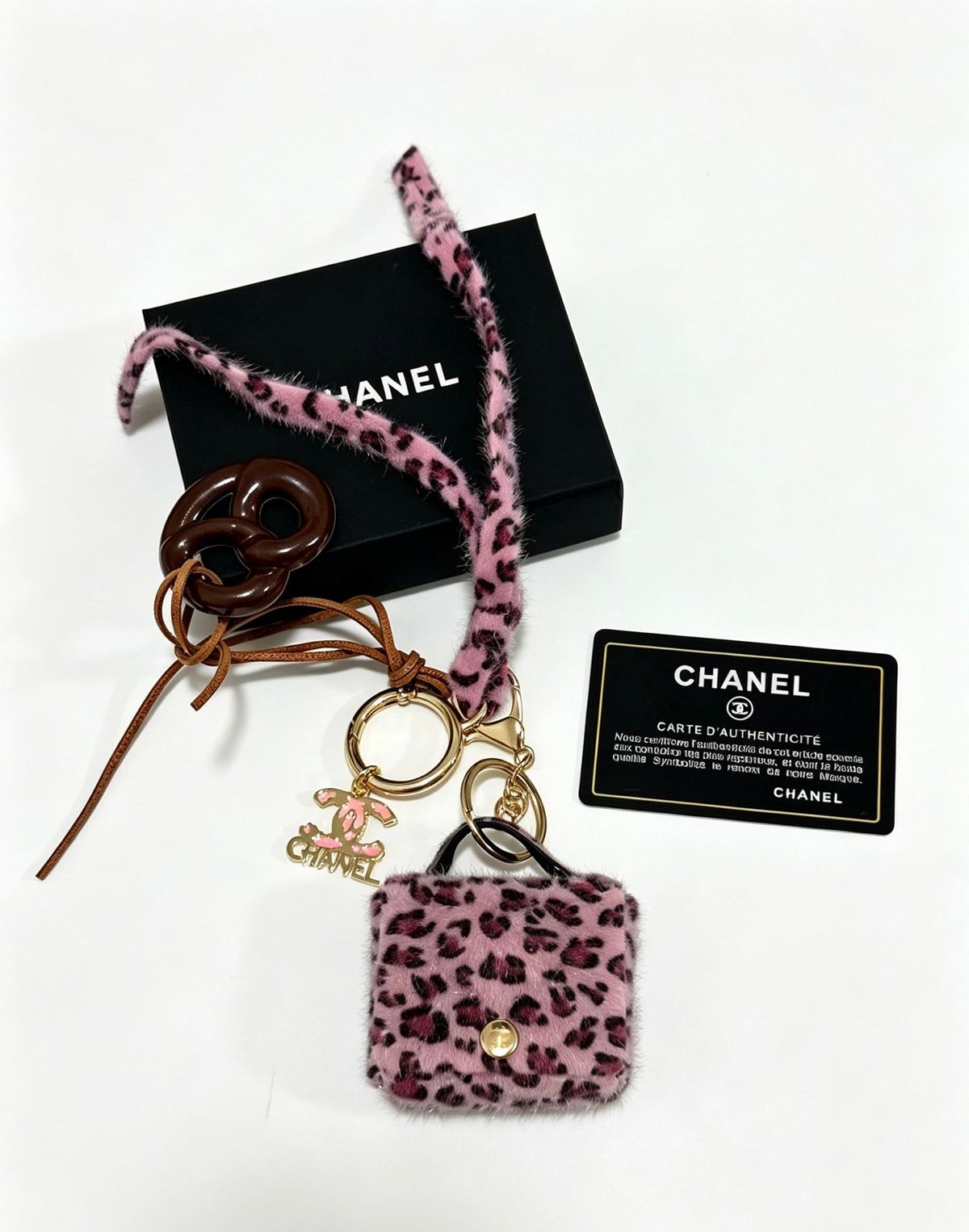 Chanel Pink Leopard Print Bag Charm
