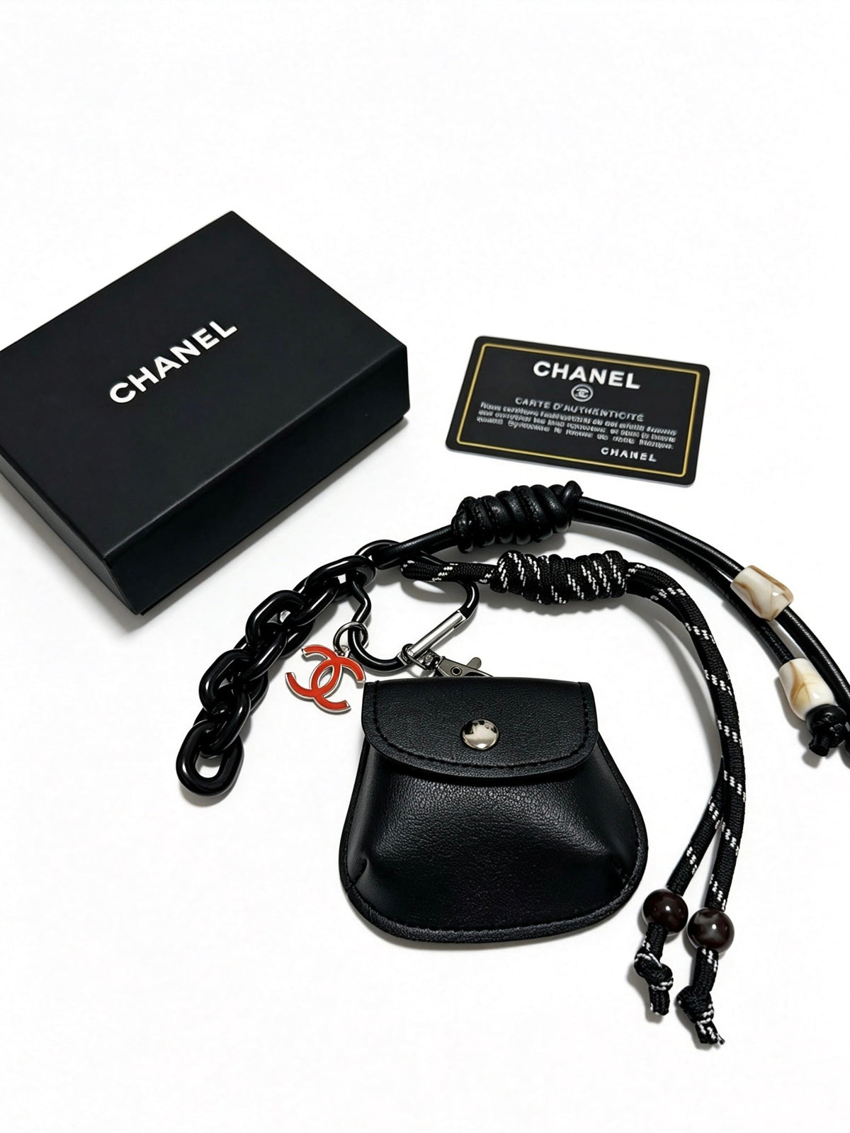 Chanel Mini Bag Charm With Chain And Braided Rope