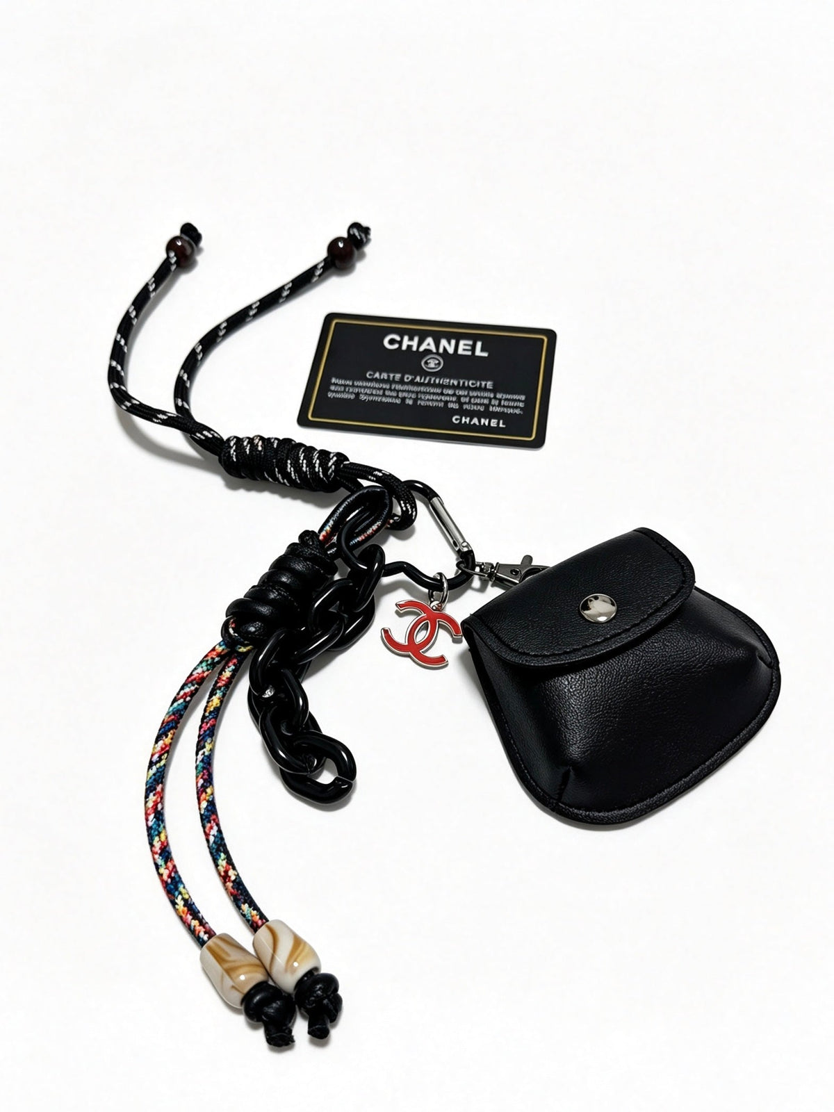 Chanel Mini Bag Charm With Chain And Braided Rope