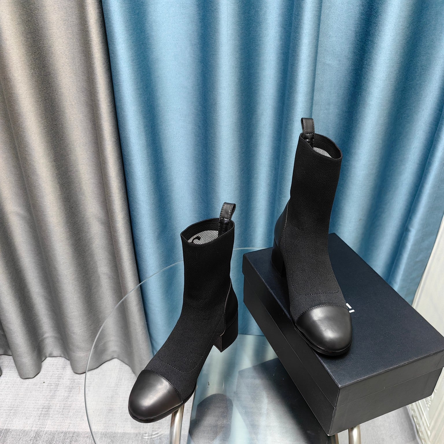 CC Ankle Boots 45mm Black Wool And Calfskin
