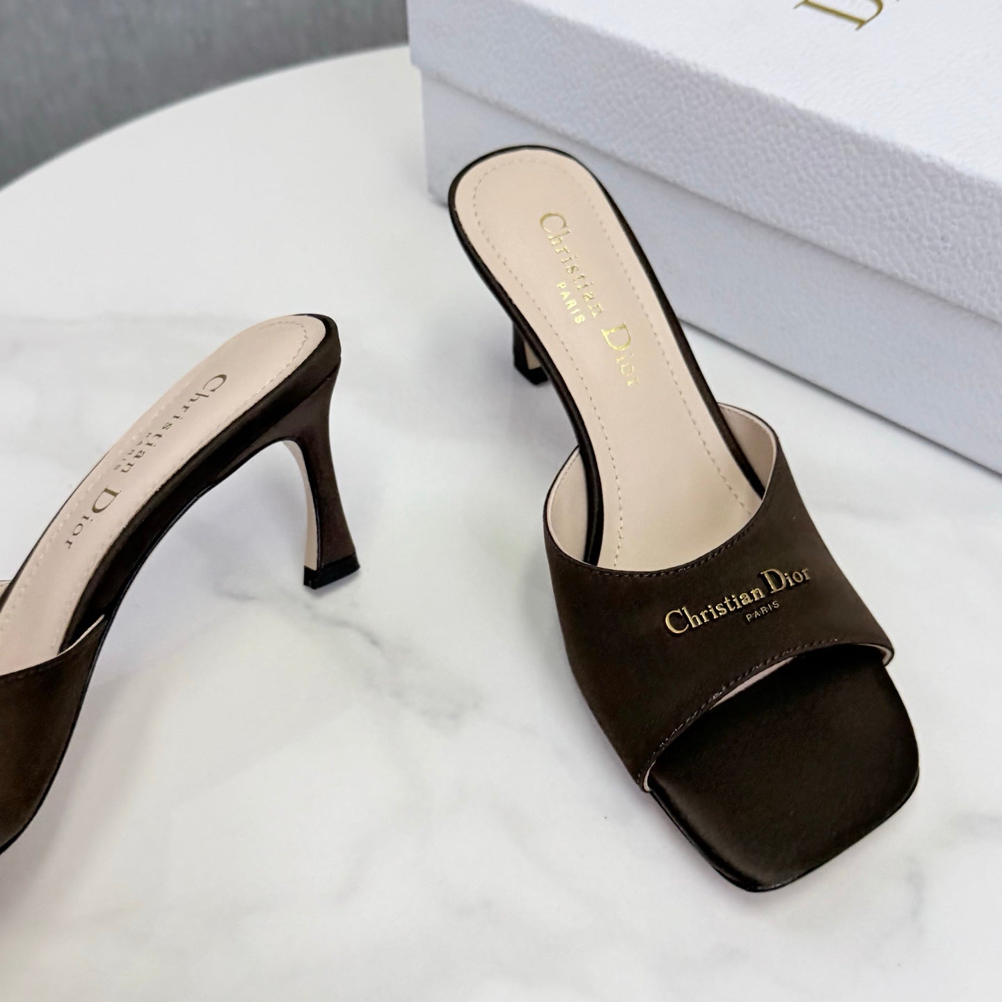 CD 26 High Heel Mule 75 Dark Brown Suede 620358